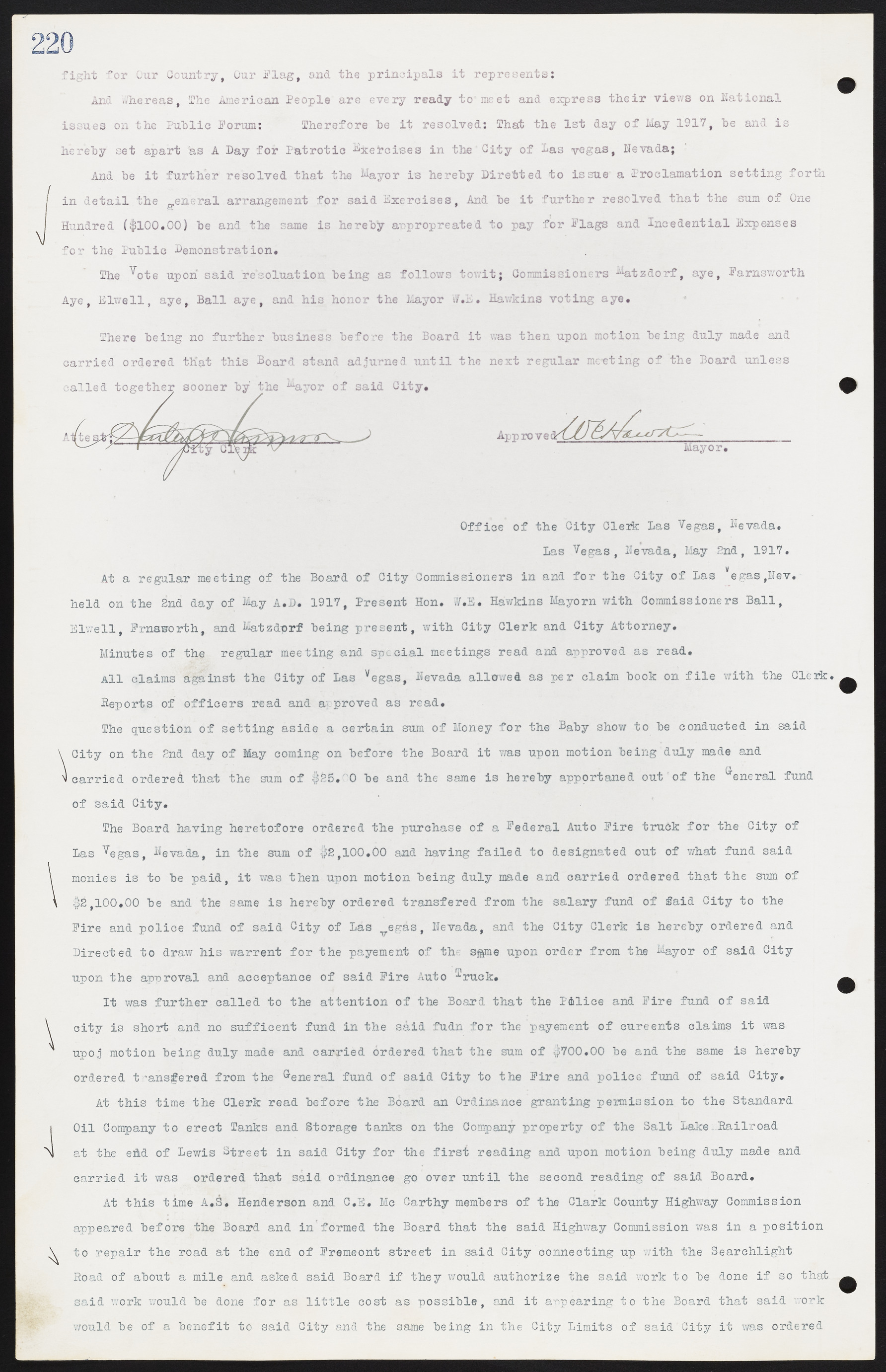 Las Vegas City Commission Minutes, June 22, 1911 to February 7, 1922, lvc000001-236