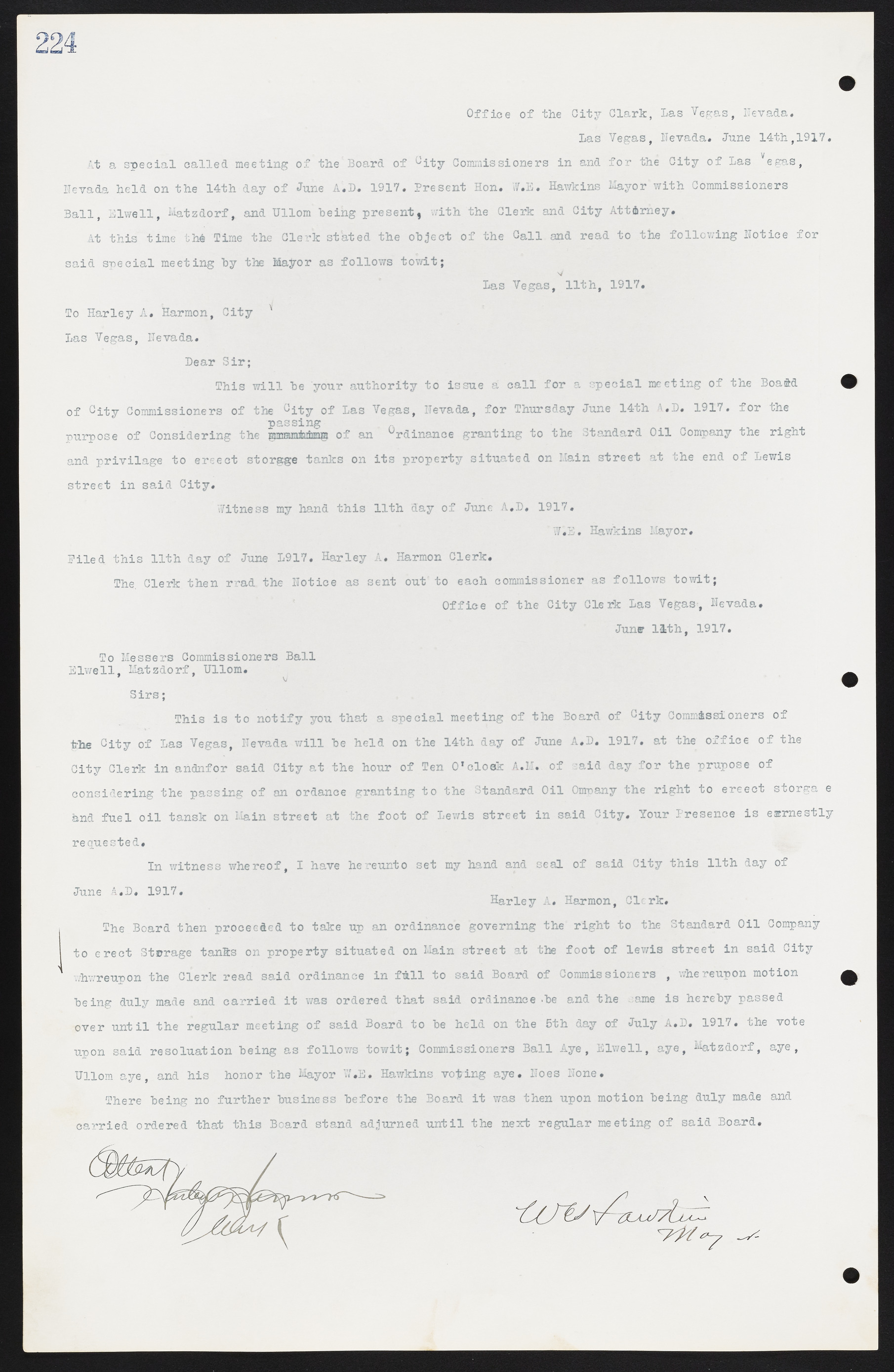 Las Vegas City Commission Minutes, June 22, 1911 to February 7, 1922, lvc000001-240