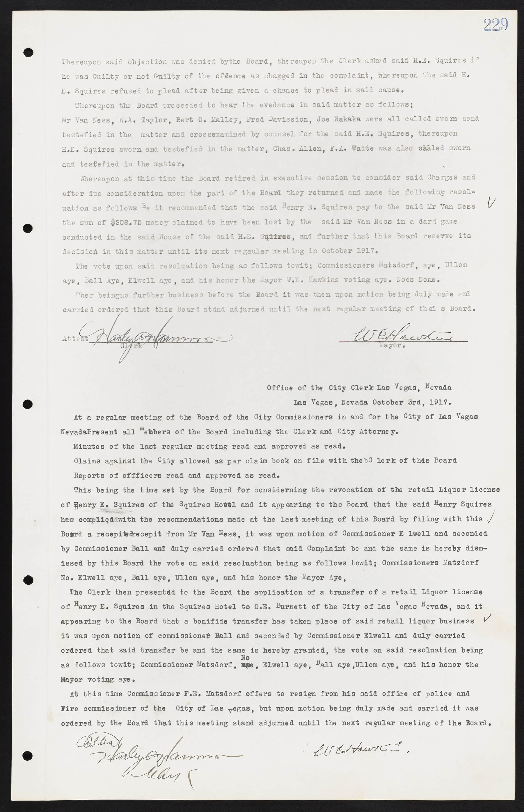 Las Vegas City Commission Minutes, June 22, 1911 to February 7, 1922, lvc000001-245