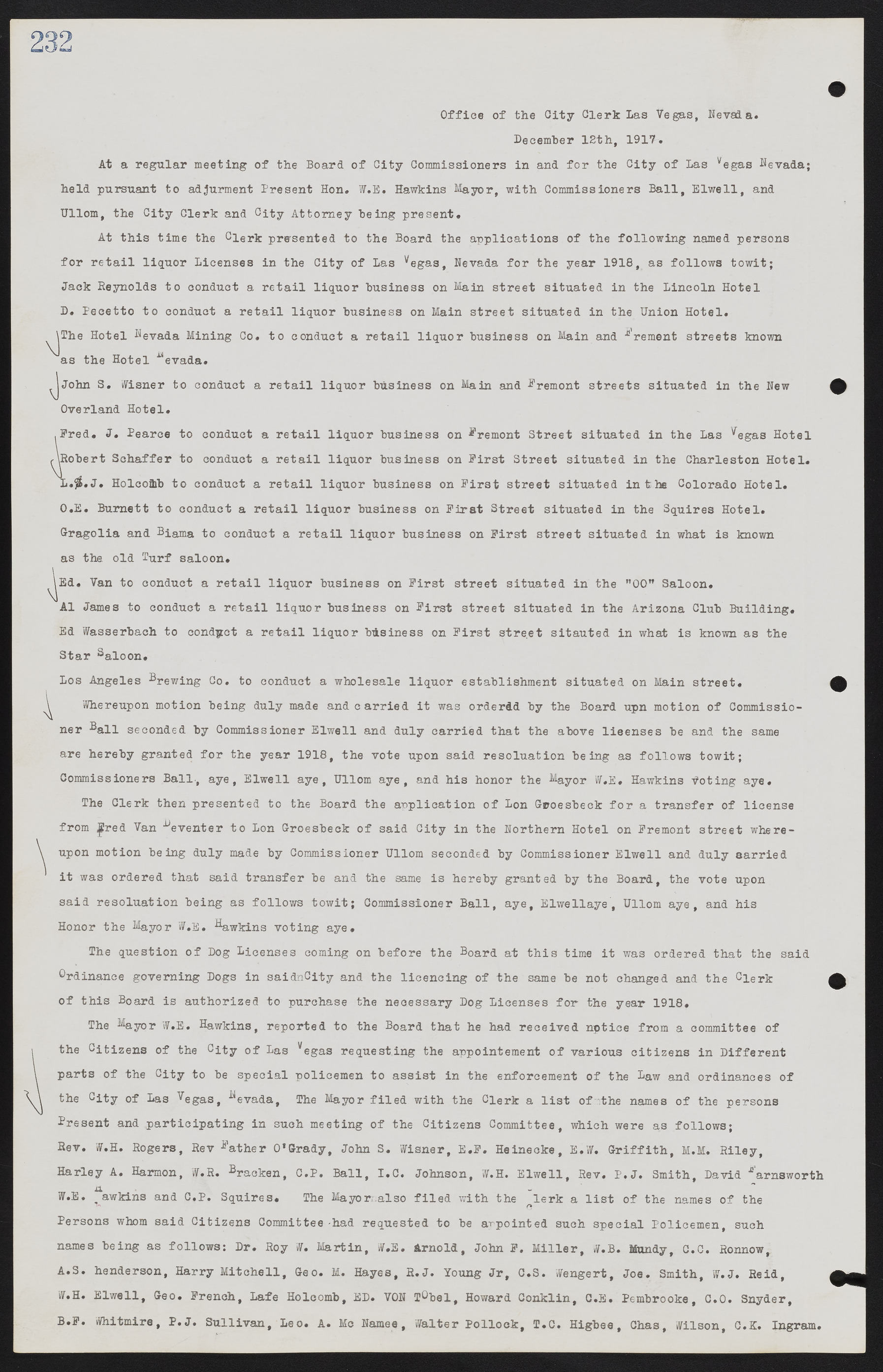 Las Vegas City Commission Minutes, June 22, 1911 to February 7, 1922, lvc000001-248