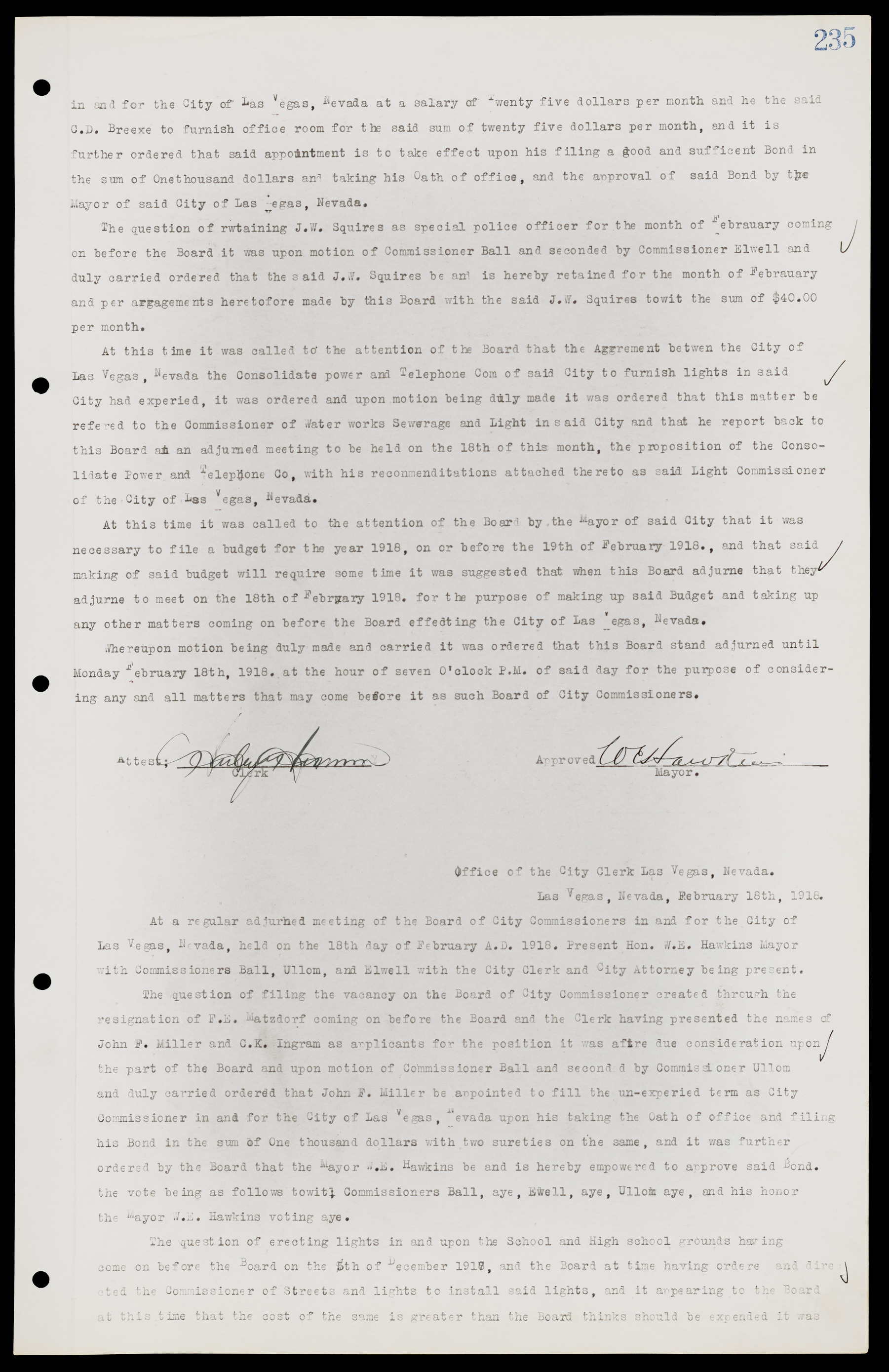 Las Vegas City Commission Minutes, June 22, 1911 to February 7, 1922, lvc000001-251