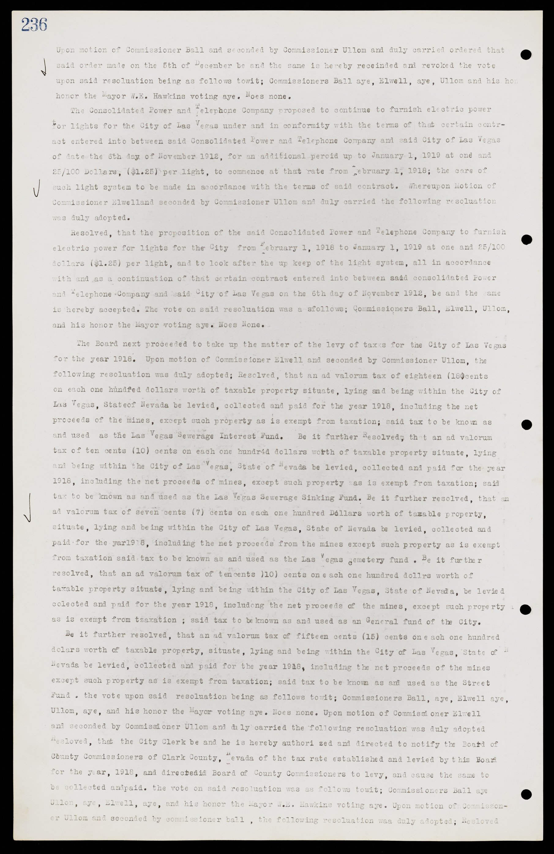 Las Vegas City Commission Minutes, June 22, 1911 to February 7, 1922, lvc000001-252