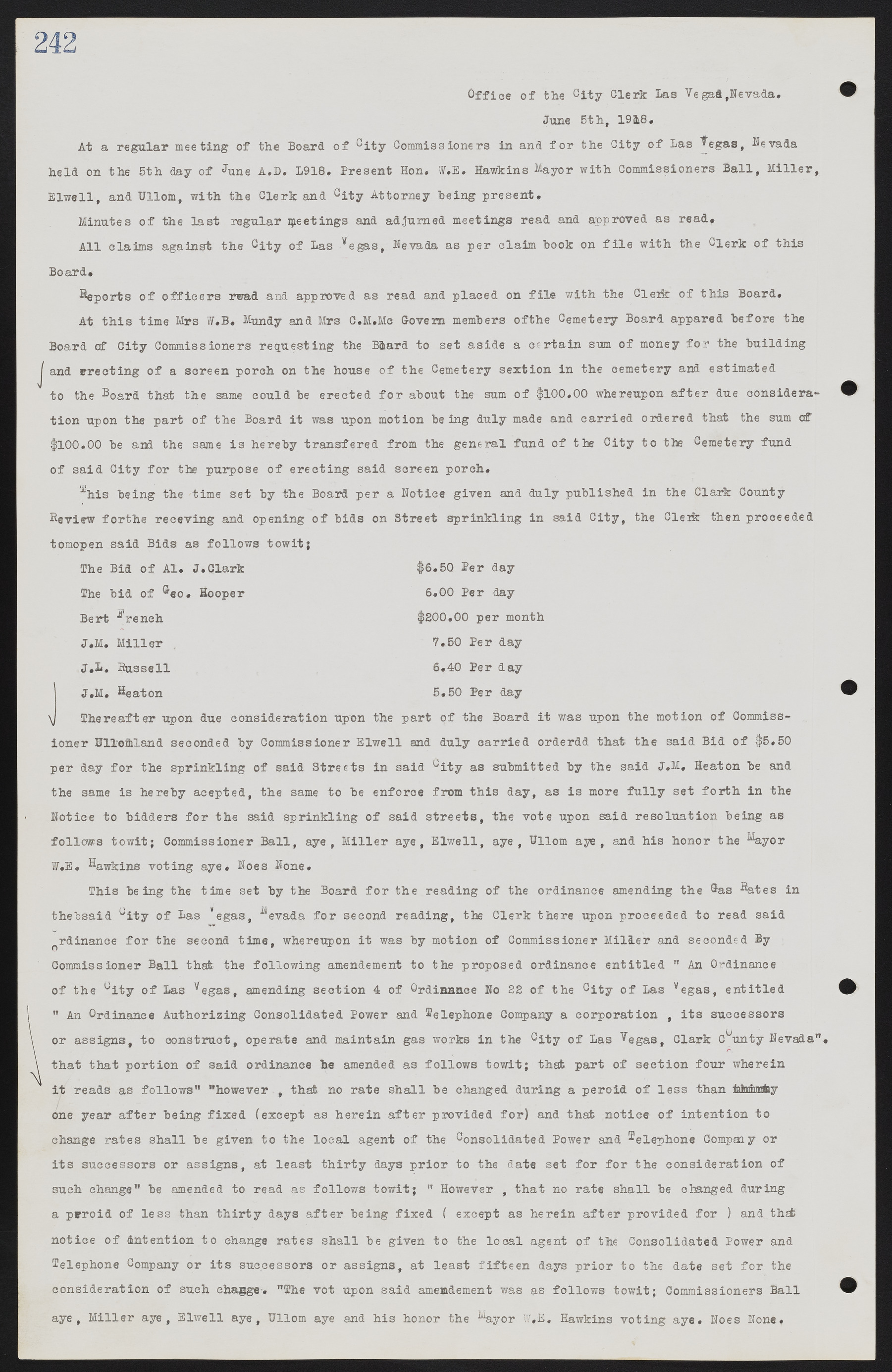 Las Vegas City Commission Minutes, June 22, 1911 to February 7, 1922, lvc000001-258