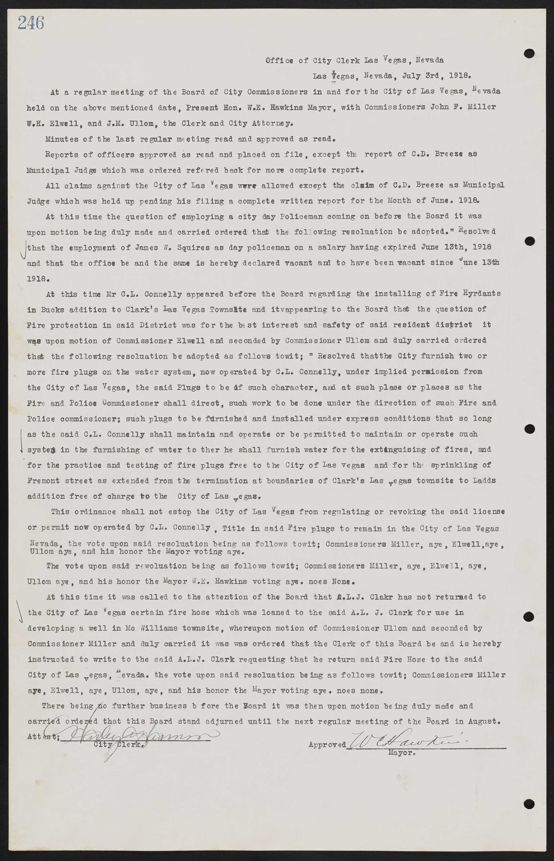 Las Vegas City Commission Minutes, June 22, 1911 to February 7, 1922, lvc000001-262