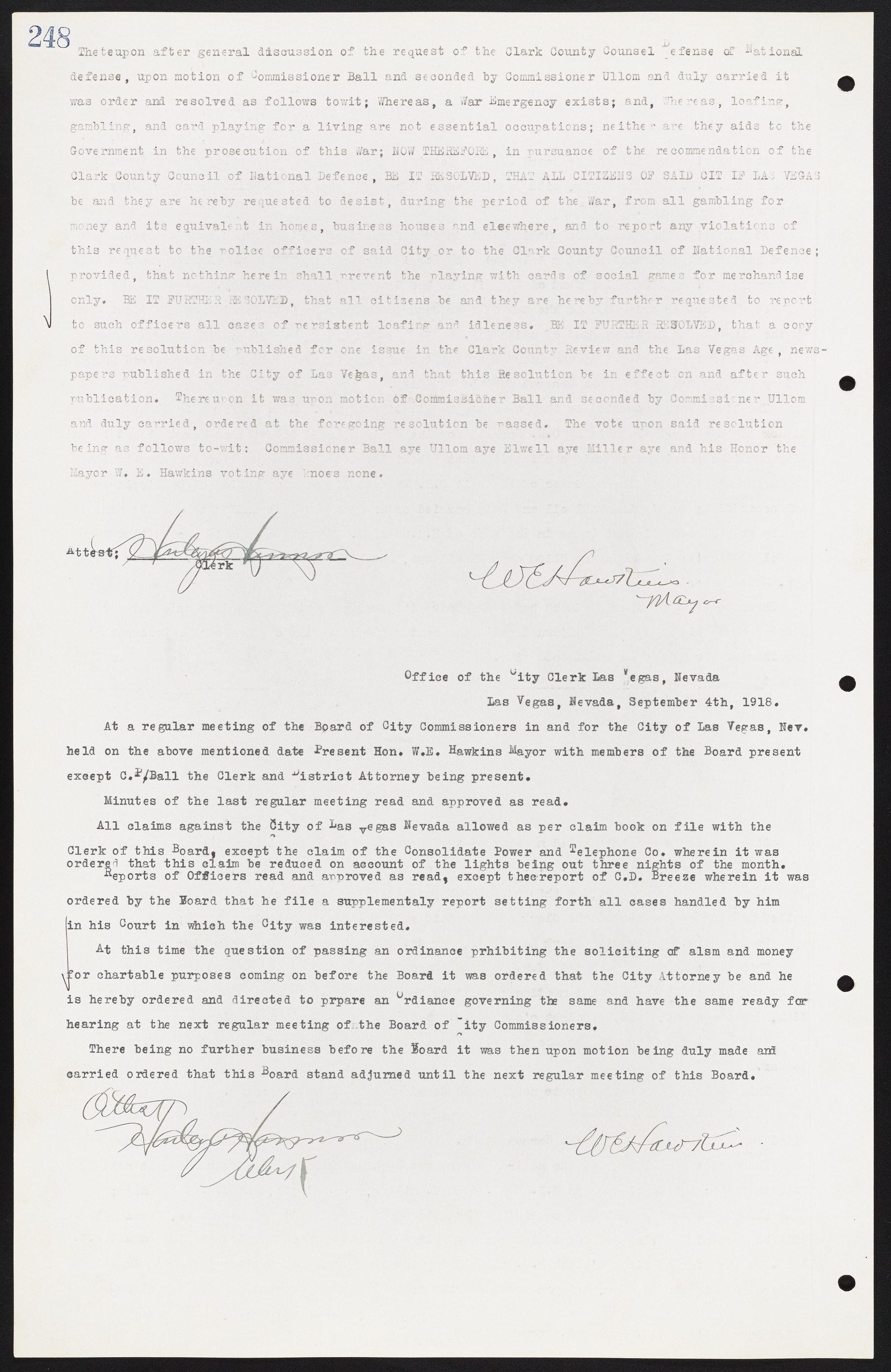 Las Vegas City Commission Minutes, June 22, 1911 to February 7, 1922, lvc000001-264