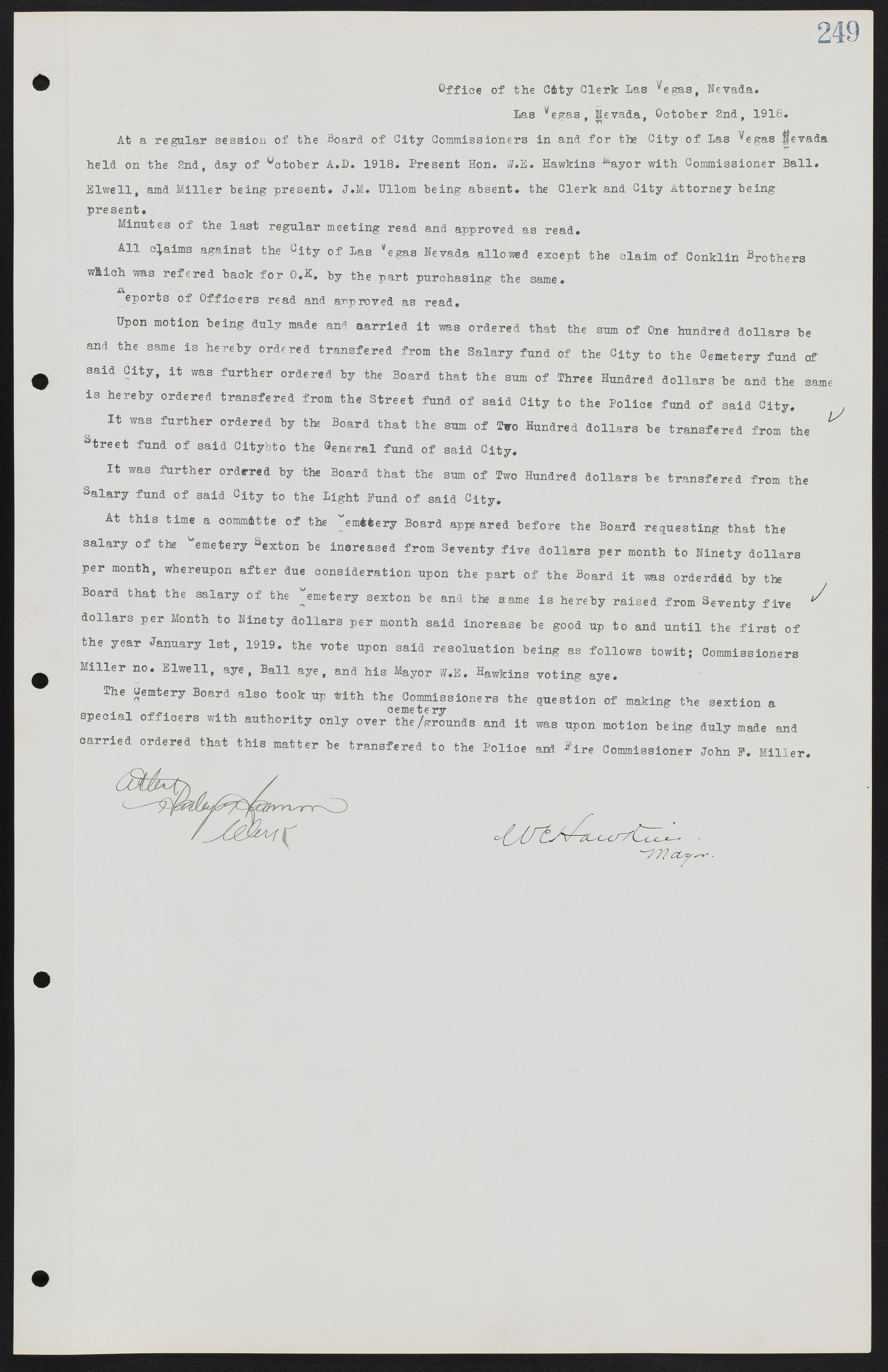 Las Vegas City Commission Minutes, June 22, 1911 to February 7, 1922, lvc000001-265