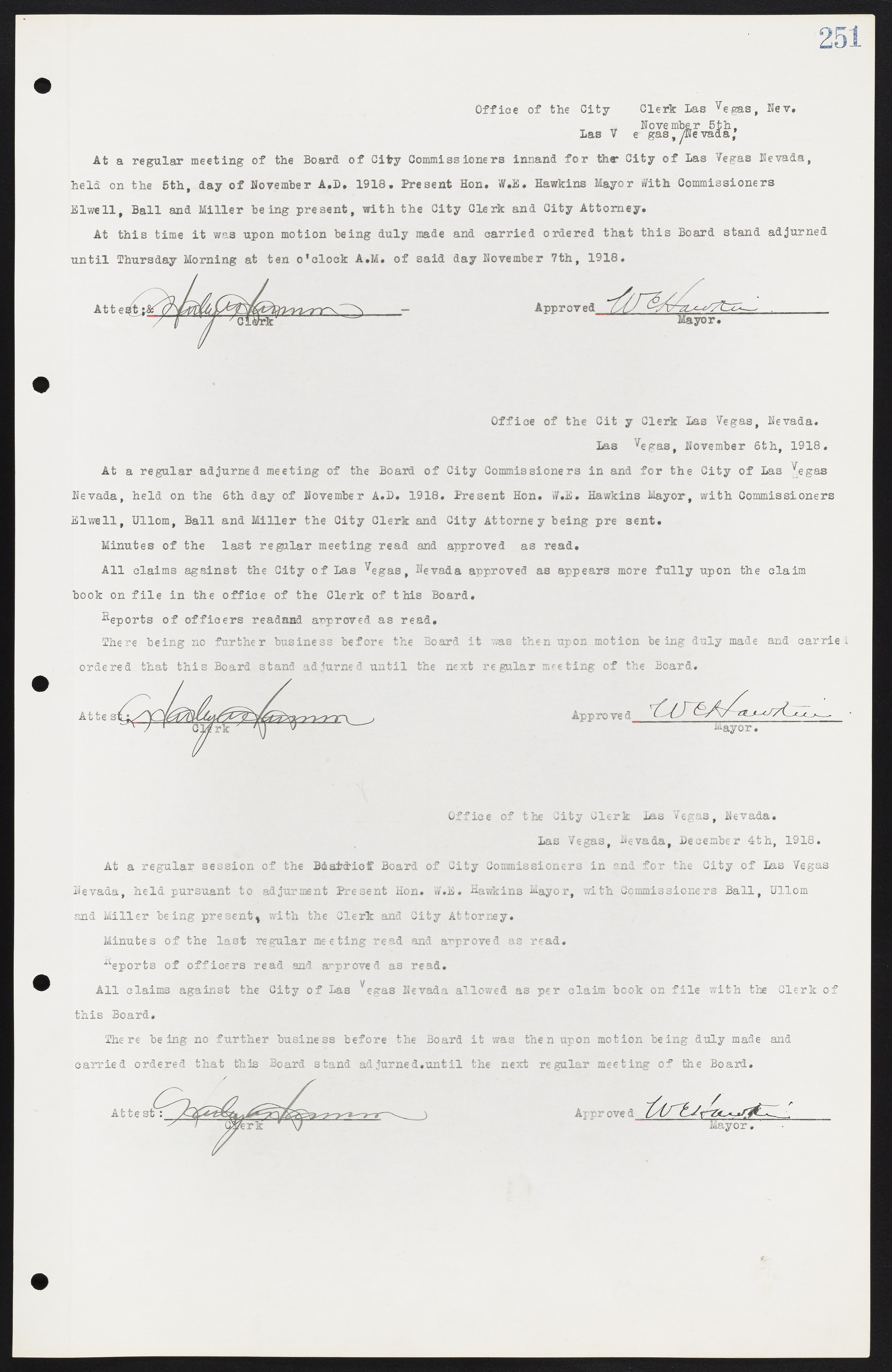 Las Vegas City Commission Minutes, June 22, 1911 to February 7, 1922, lvc000001-267