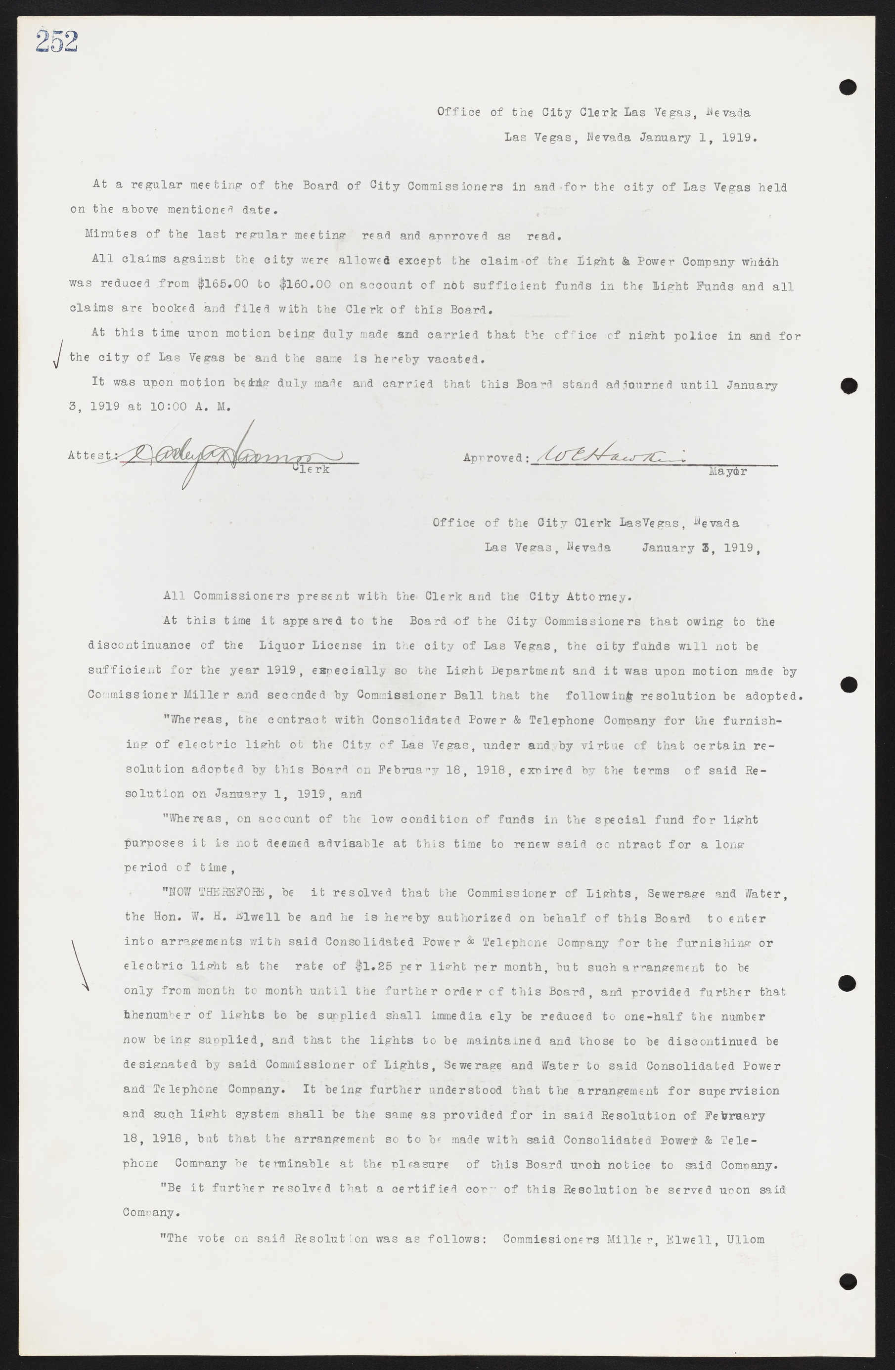 Las Vegas City Commission Minutes, June 22, 1911 to February 7, 1922, lvc000001-268