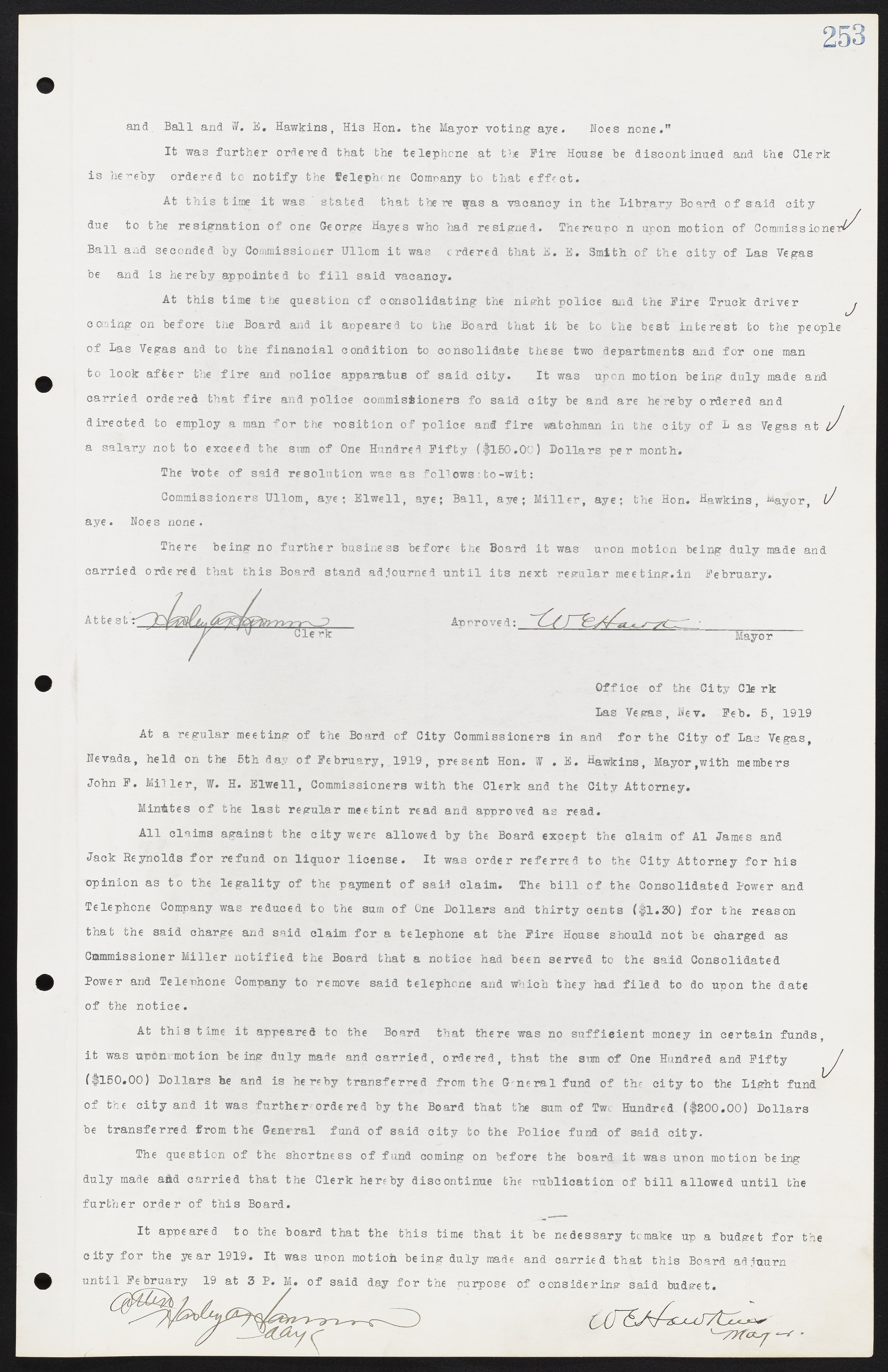 Las Vegas City Commission Minutes, June 22, 1911 to February 7, 1922, lvc000001-269