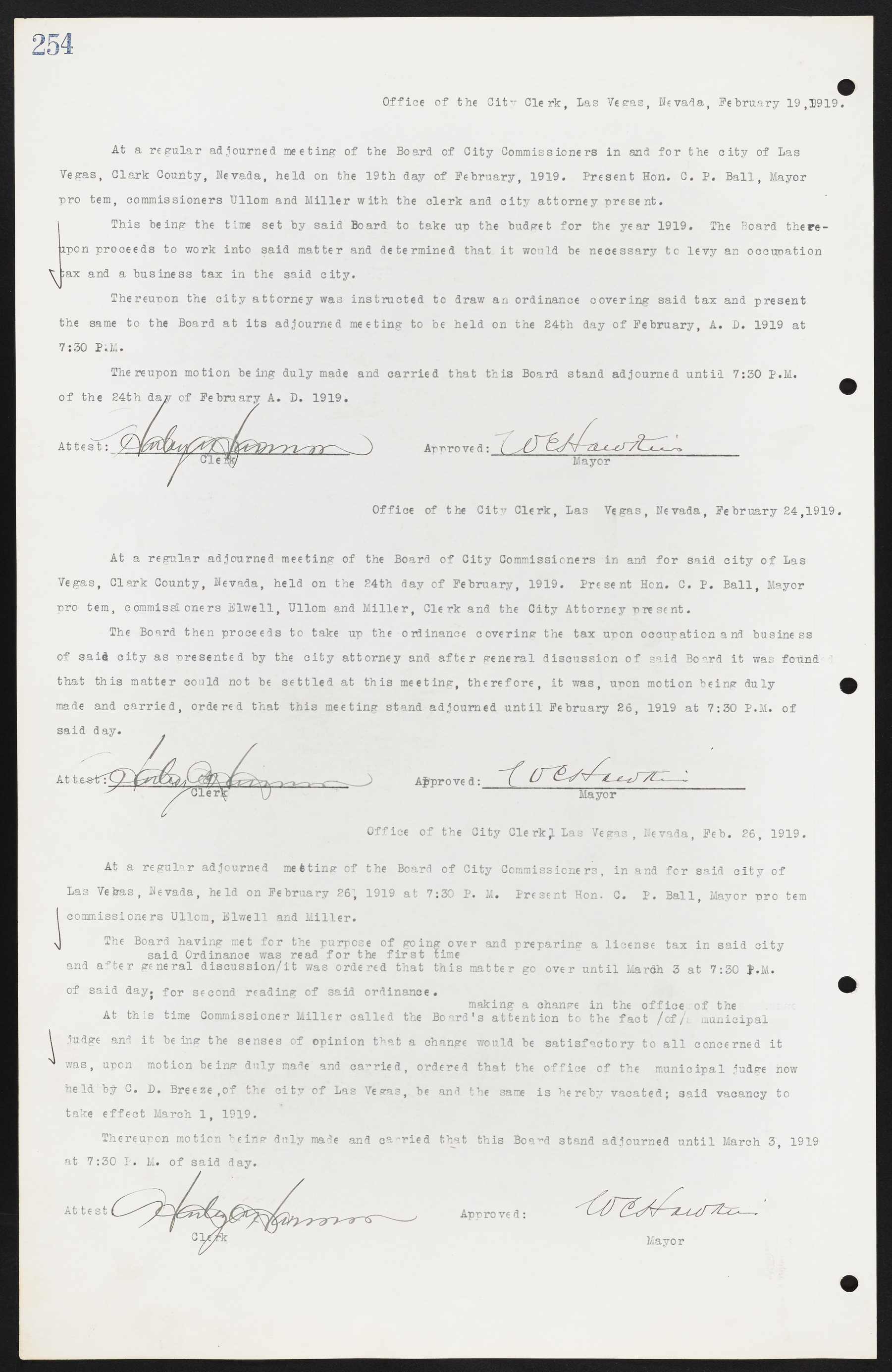 Las Vegas City Commission Minutes, June 22, 1911 to February 7, 1922, lvc000001-270