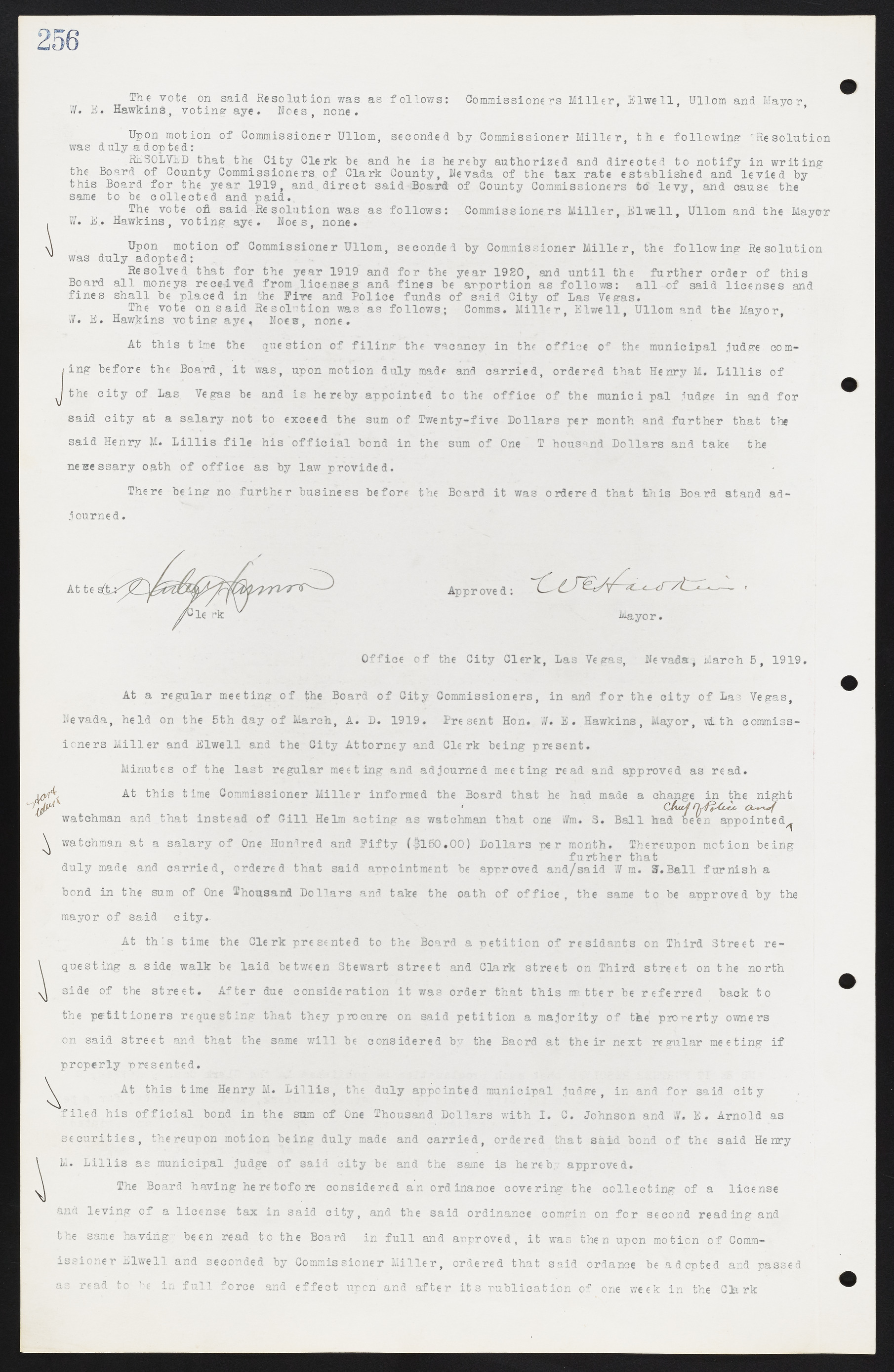 Las Vegas City Commission Minutes, June 22, 1911 to February 7, 1922, lvc000001-272