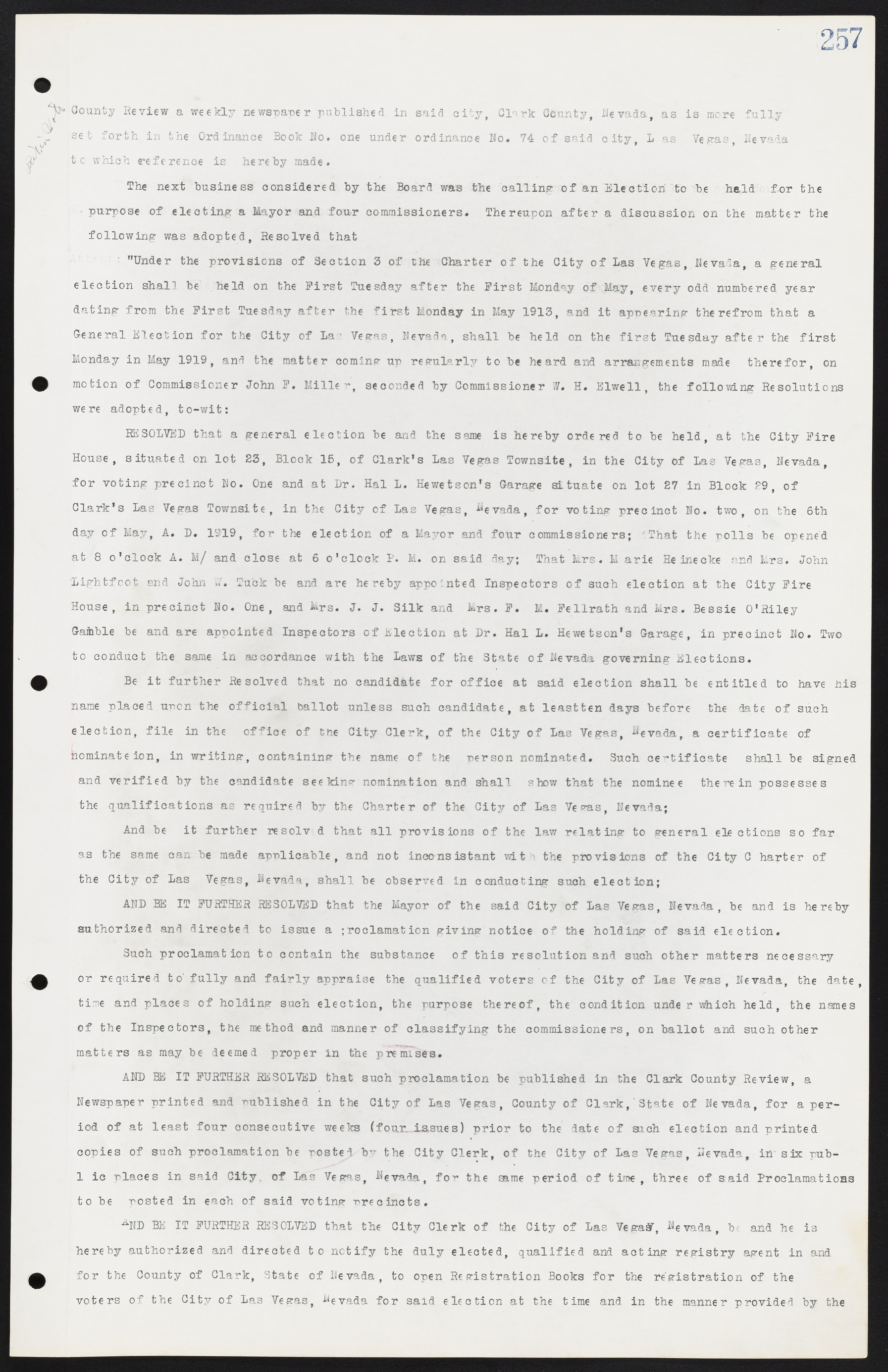 Las Vegas City Commission Minutes, June 22, 1911 to February 7, 1922, lvc000001-273