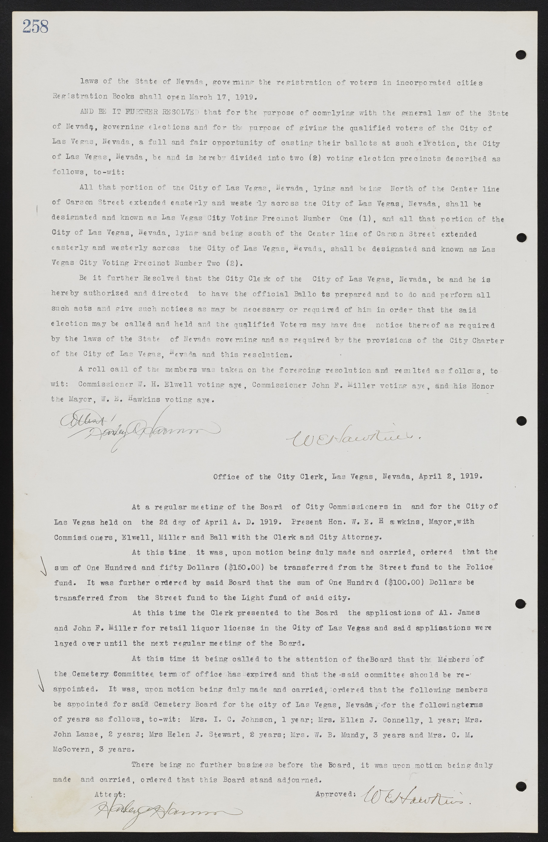 Las Vegas City Commission Minutes, June 22, 1911 to February 7, 1922, lvc000001-274