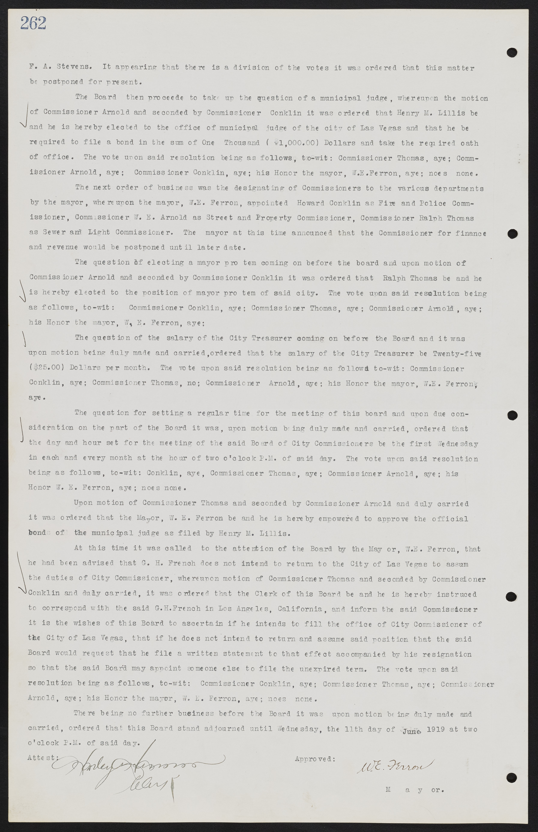 Las Vegas City Commission Minutes, June 22, 1911 to February 7, 1922, lvc000001-278