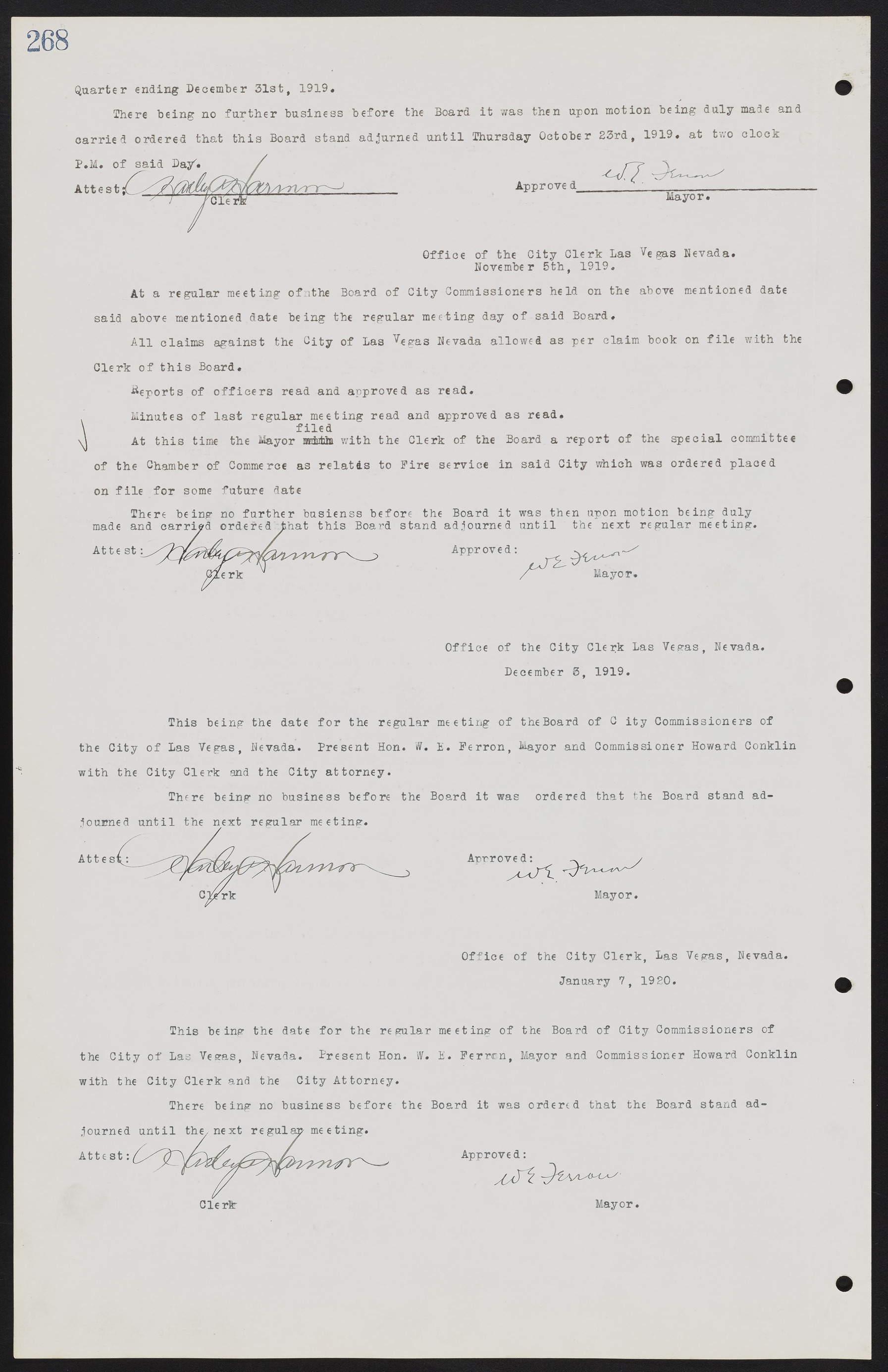 Las Vegas City Commission Minutes, June 22, 1911 to February 7, 1922, lvc000001-284