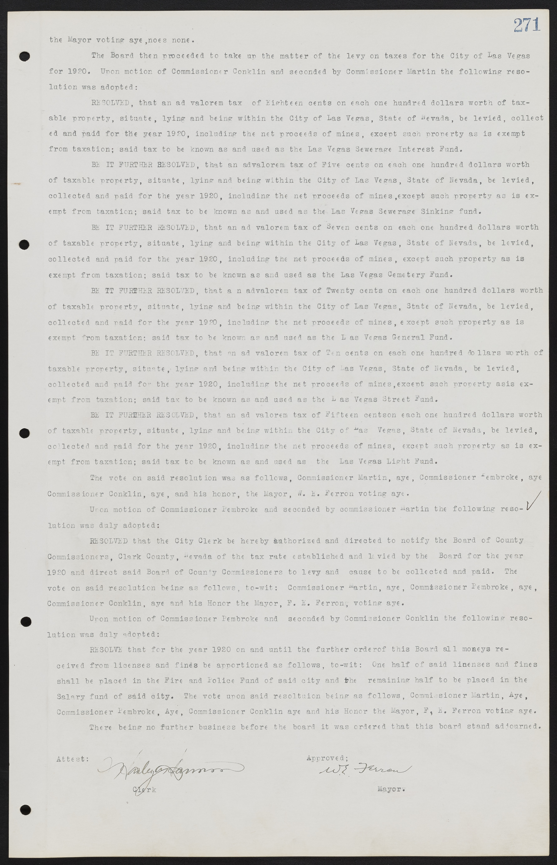 Las Vegas City Commission Minutes, June 22, 1911 to February 7, 1922, lvc000001-287