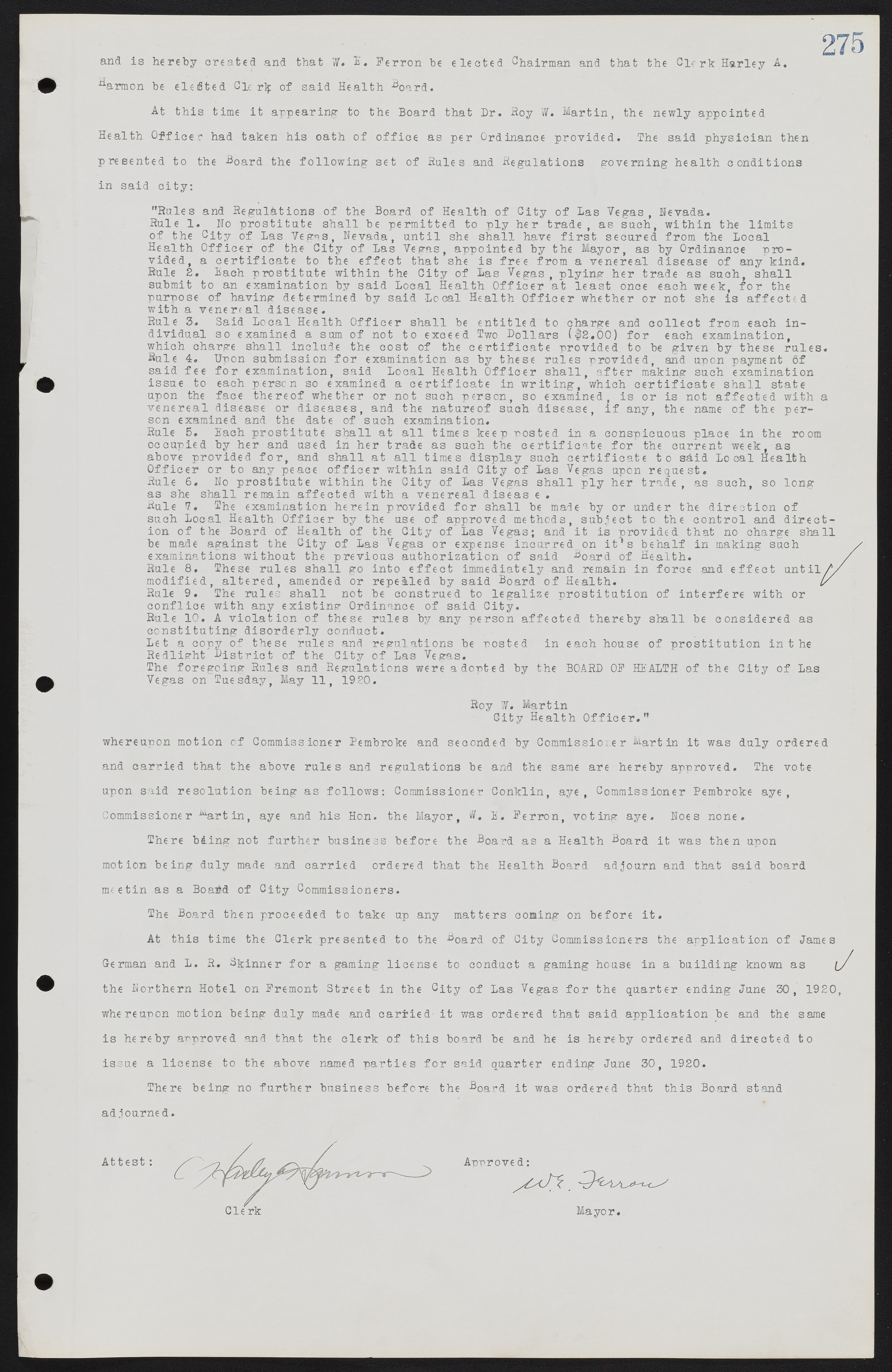 Las Vegas City Commission Minutes, June 22, 1911 to February 7, 1922, lvc000001-291