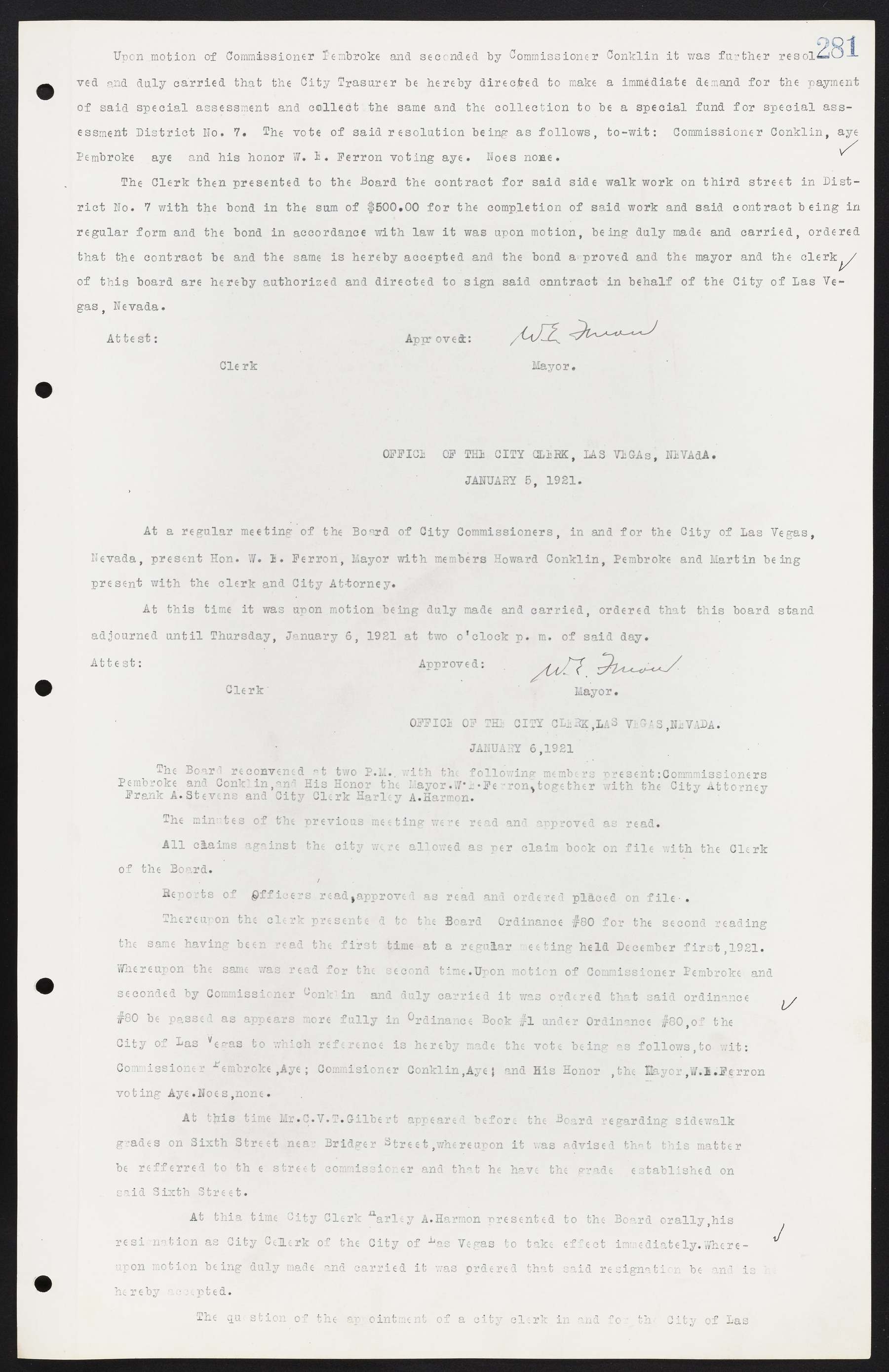 Las Vegas City Commission Minutes, June 22, 1911 to February 7, 1922, lvc000001-297