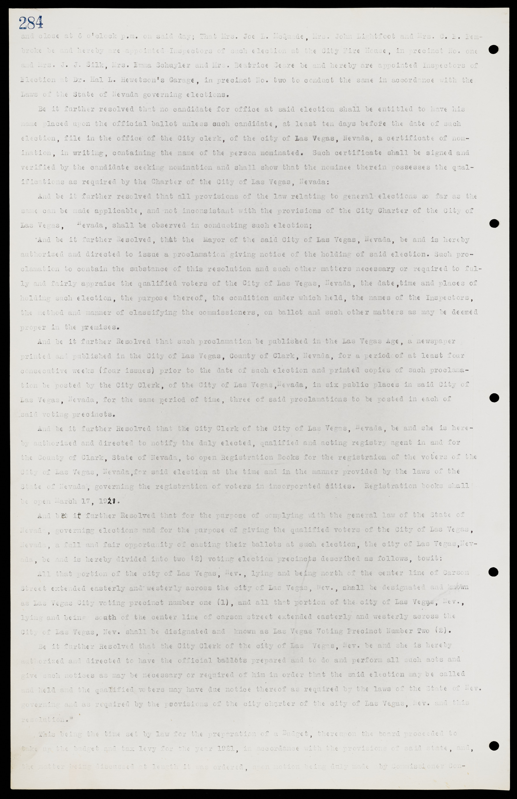 Las Vegas City Commission Minutes, June 22, 1911 to February 7, 1922, lvc000001-300