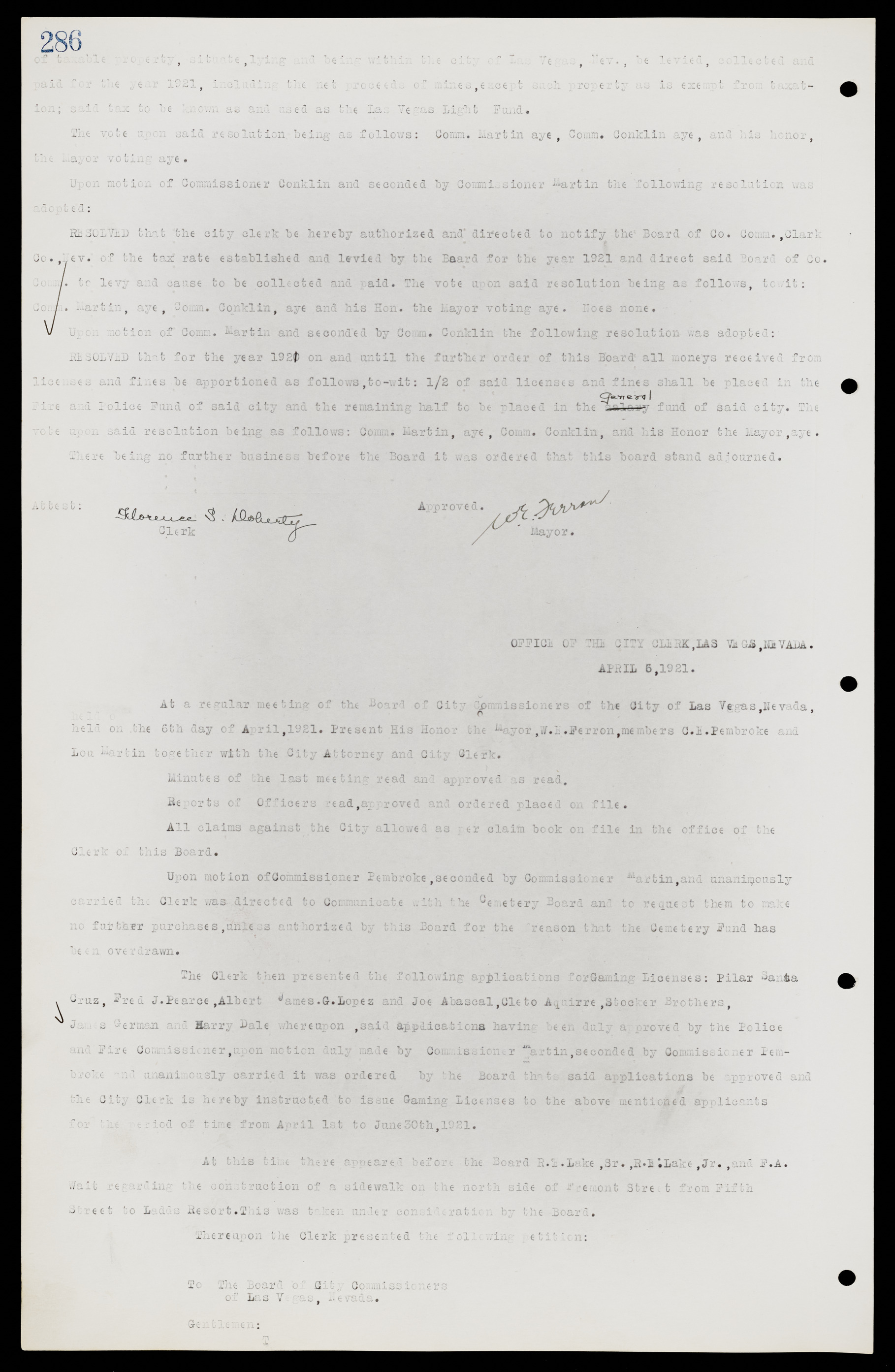 Las Vegas City Commission Minutes, June 22, 1911 to February 7, 1922, lvc000001-302