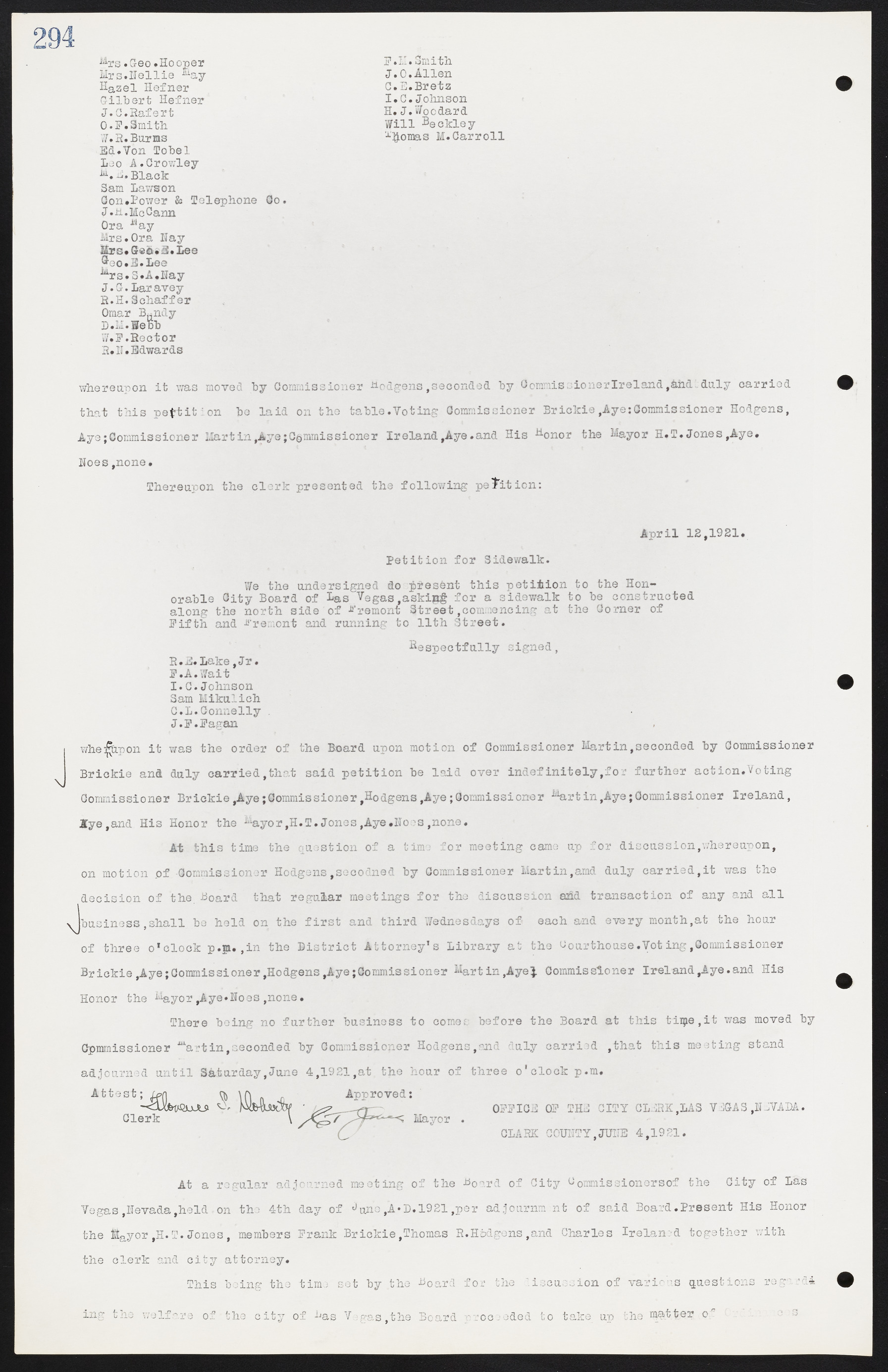 Las Vegas City Commission Minutes, June 22, 1911 to February 7, 1922, lvc000001-310