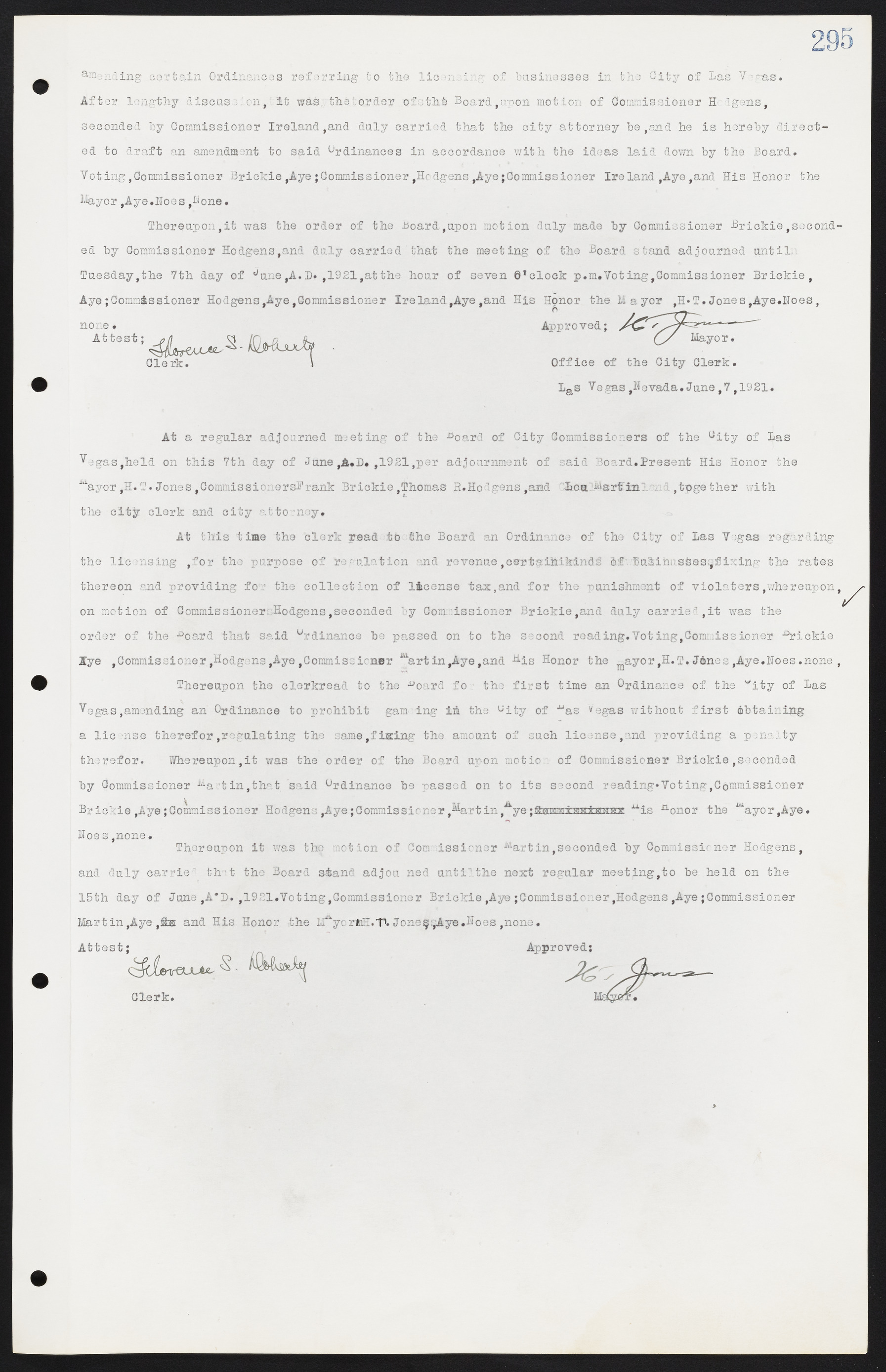 Las Vegas City Commission Minutes, June 22, 1911 to February 7, 1922, lvc000001-311