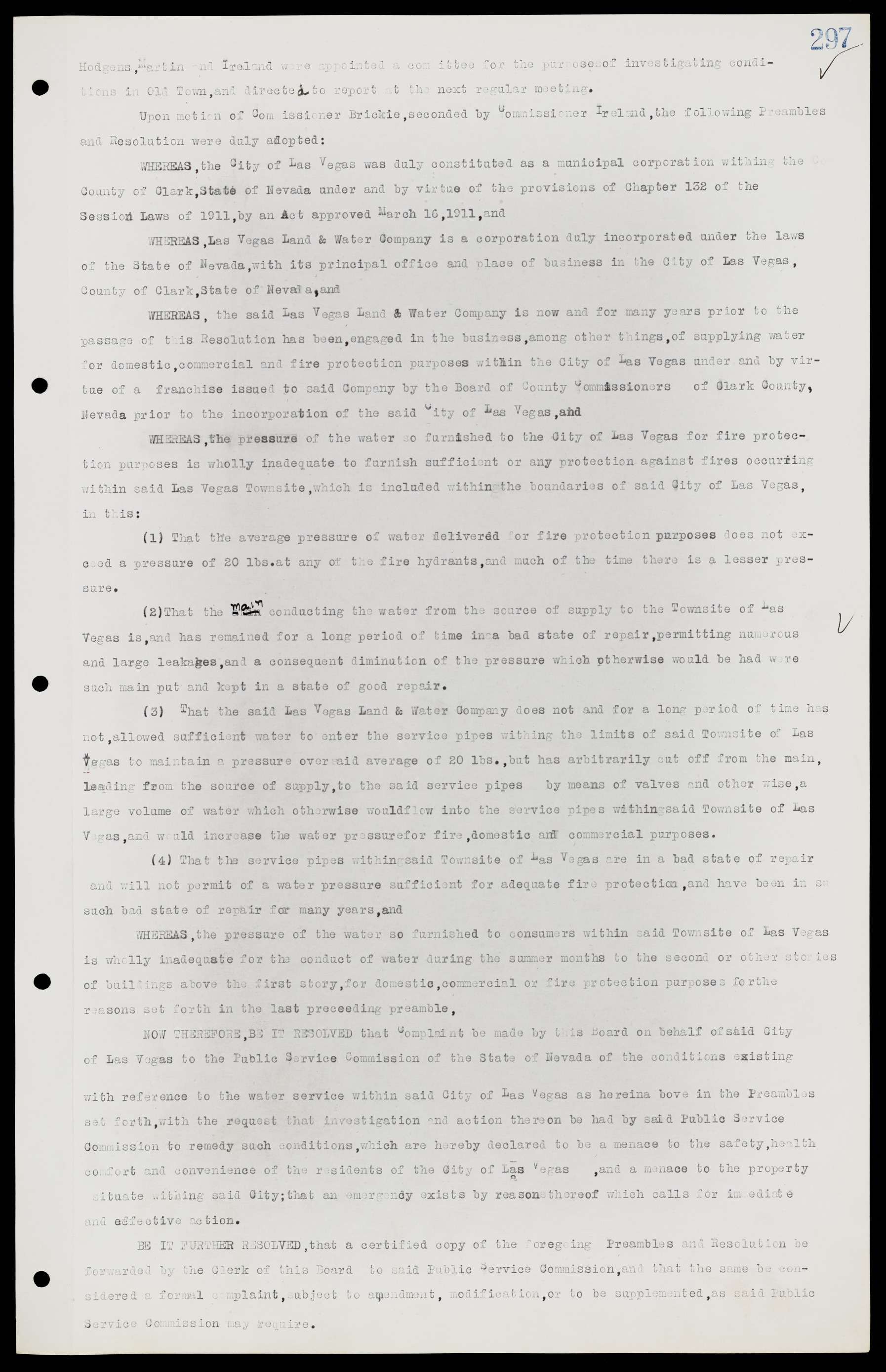 Las Vegas City Commission Minutes, June 22, 1911 to February 7, 1922, lvc000001-313