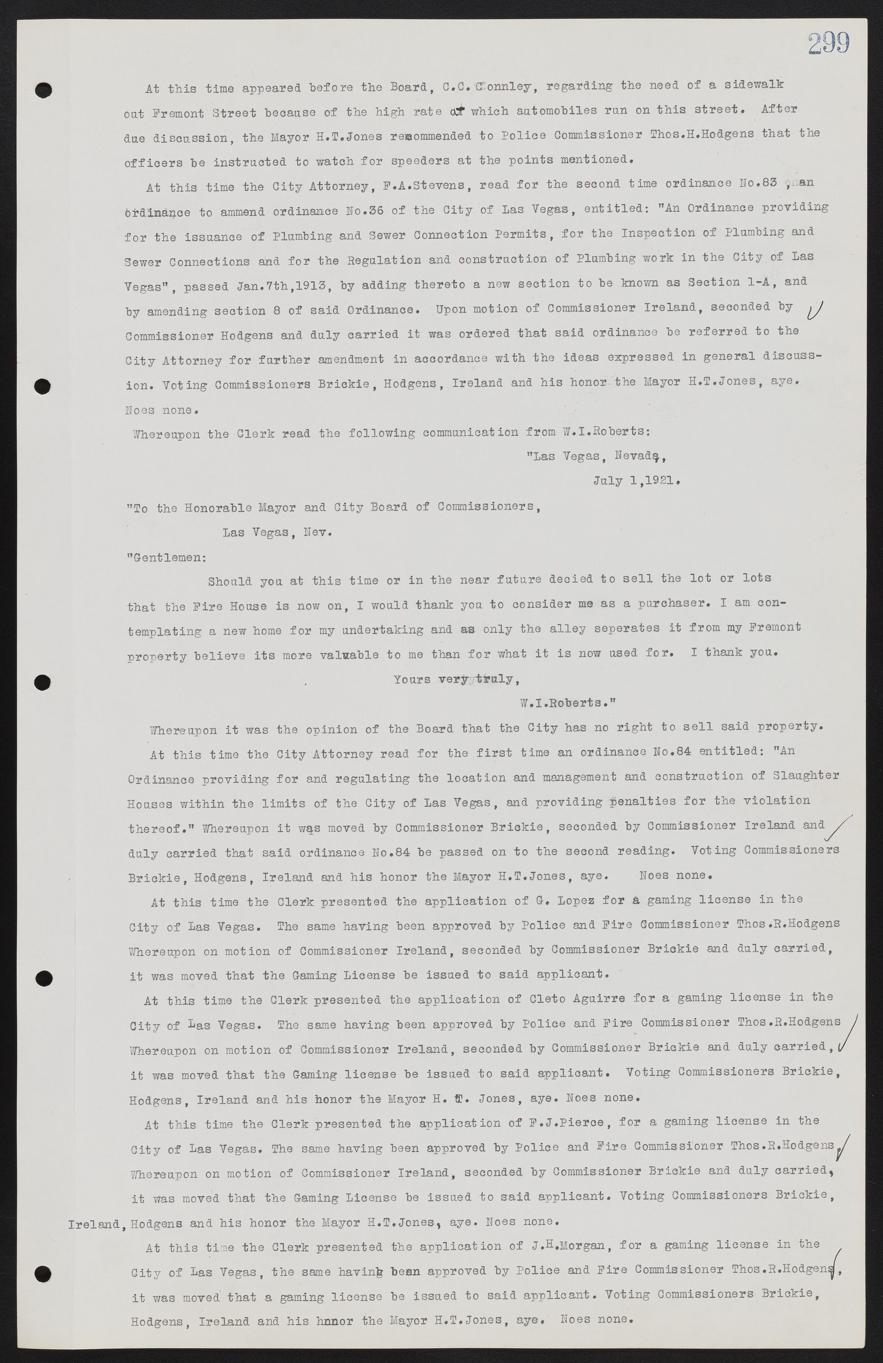 Las Vegas City Commission Minutes, June 22, 1911 to February 7, 1922, lvc000001-315