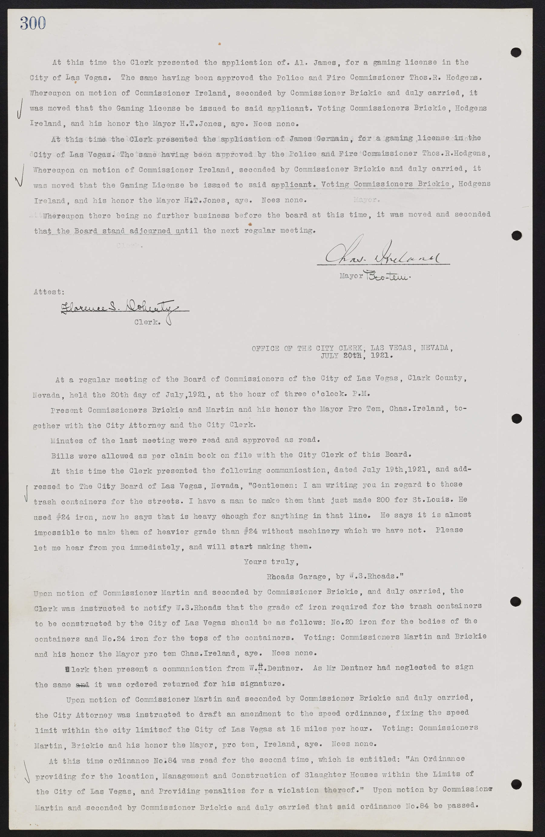Las Vegas City Commission Minutes, June 22, 1911 to February 7, 1922, lvc000001-316