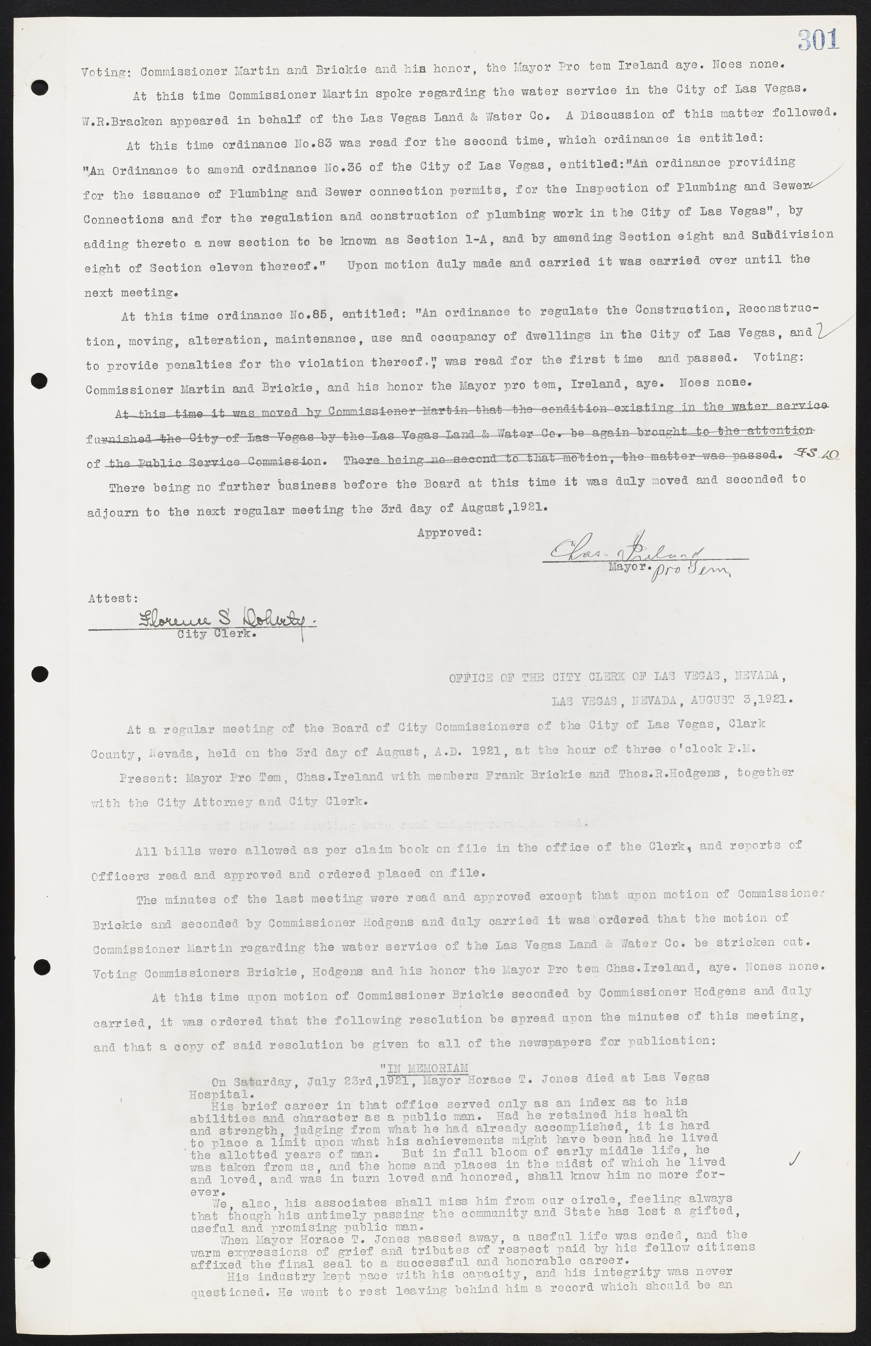 Las Vegas City Commission Minutes, June 22, 1911 to February 7, 1922, lvc000001-317