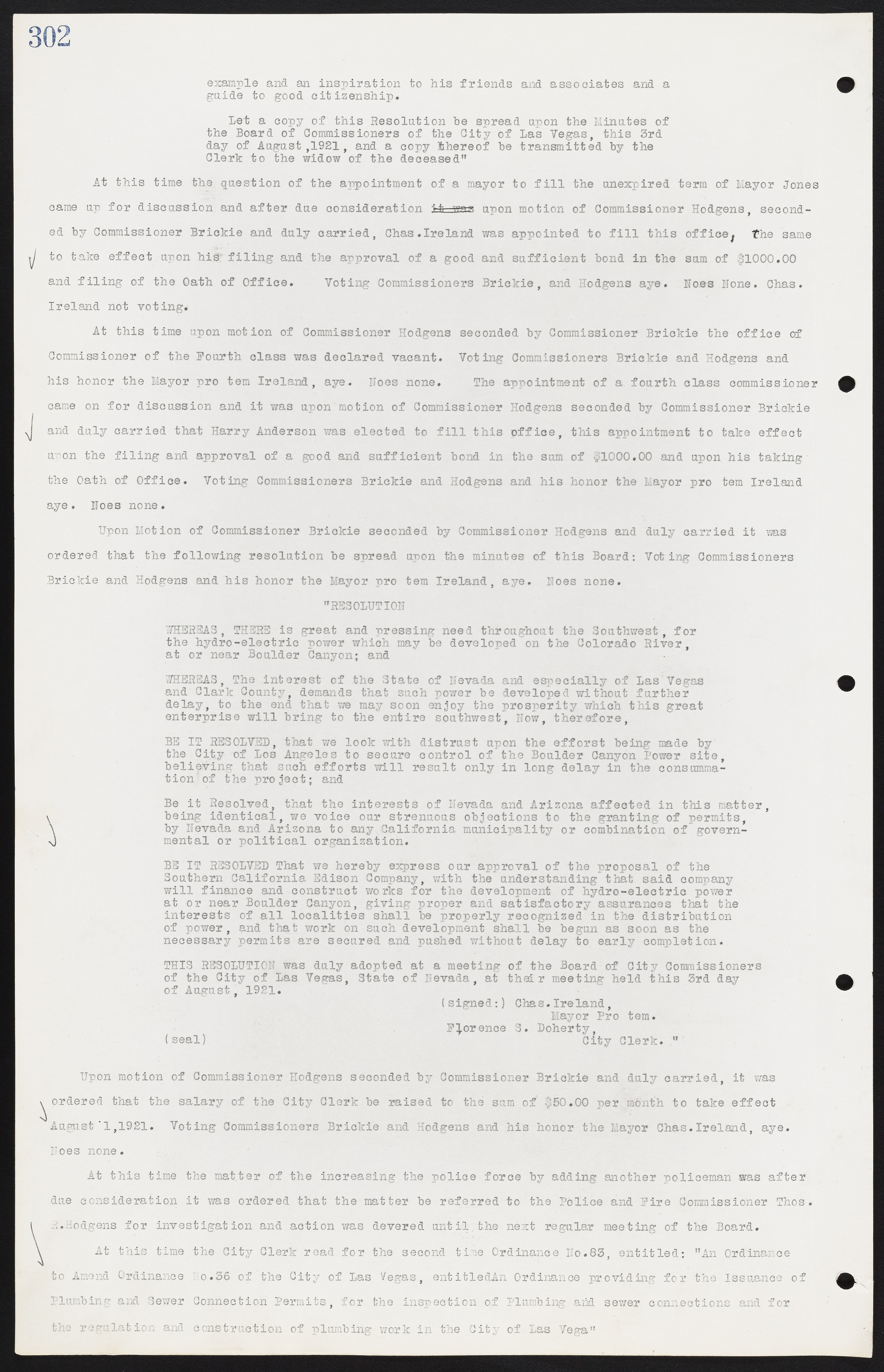 Las Vegas City Commission Minutes, June 22, 1911 to February 7, 1922, lvc000001-318