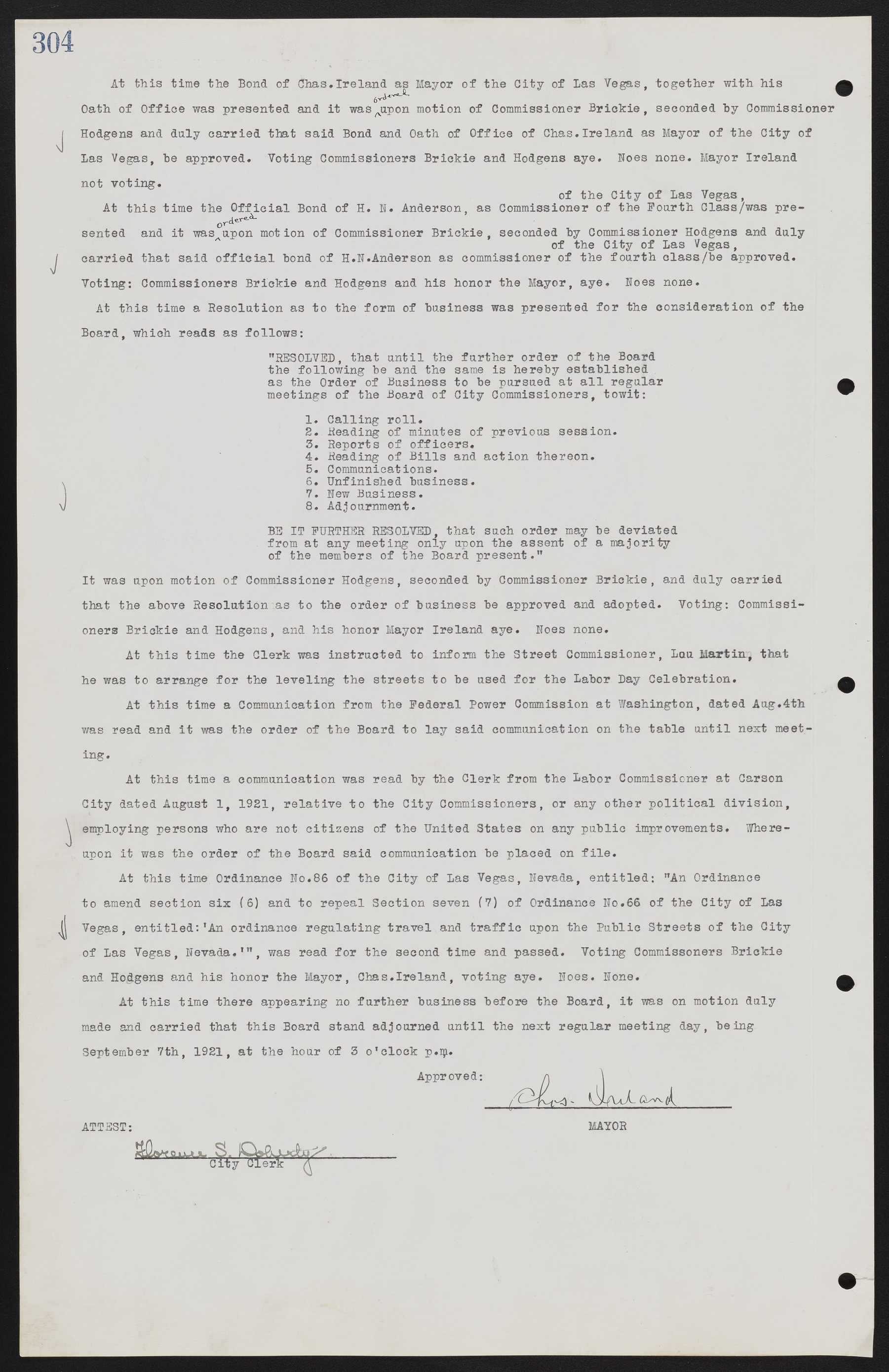 Las Vegas City Commission Minutes, June 22, 1911 to February 7, 1922, lvc000001-320