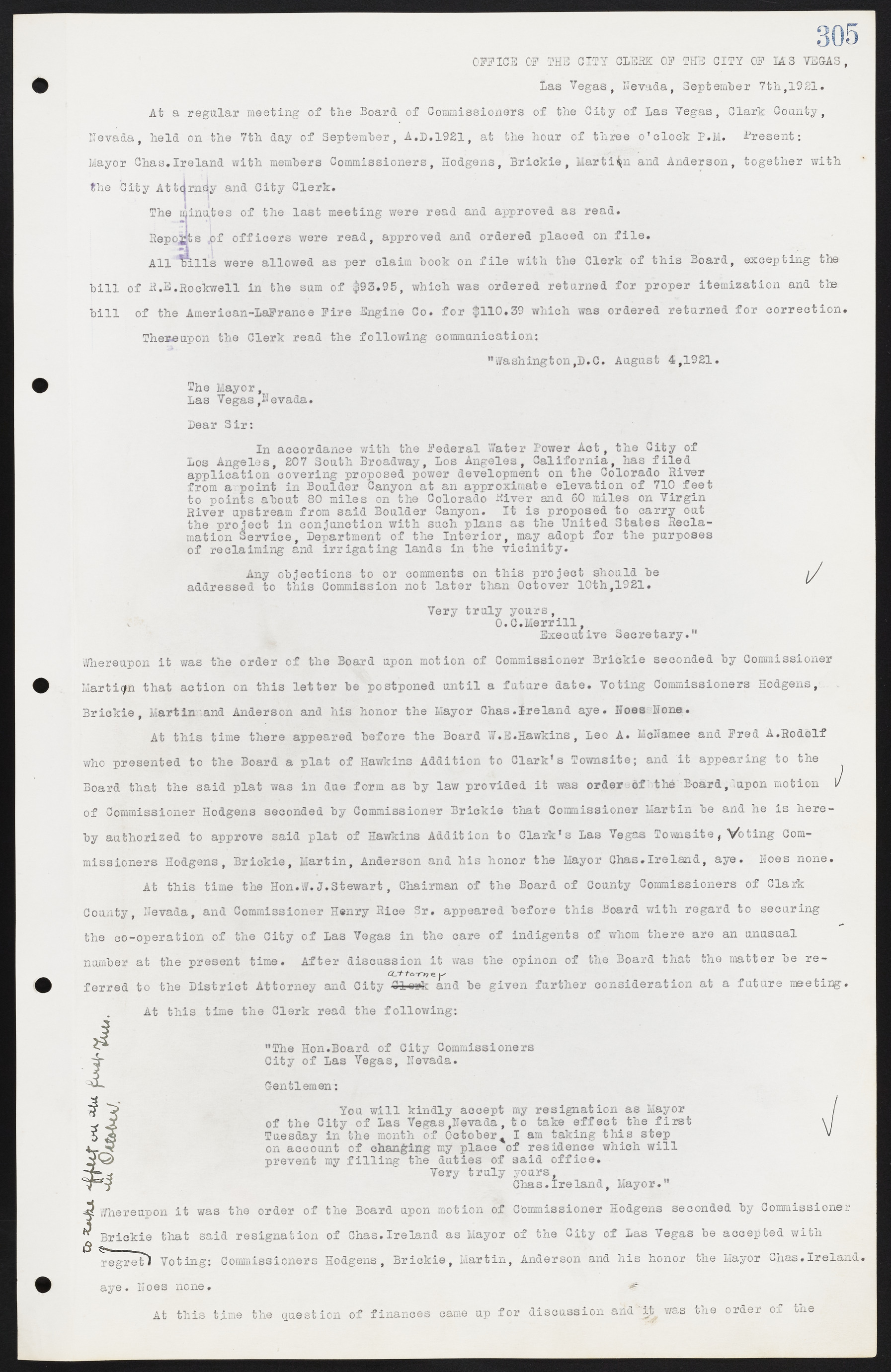 Las Vegas City Commission Minutes, June 22, 1911 to February 7, 1922, lvc000001-321