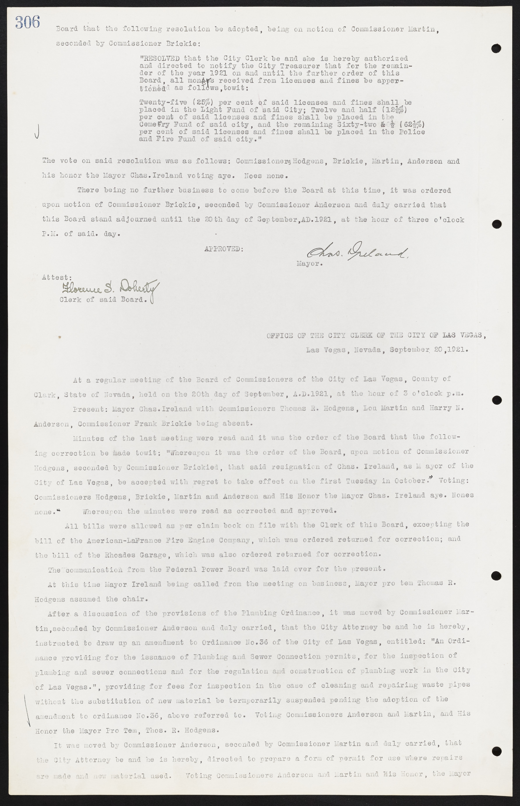 Las Vegas City Commission Minutes, June 22, 1911 to February 7, 1922, lvc000001-322