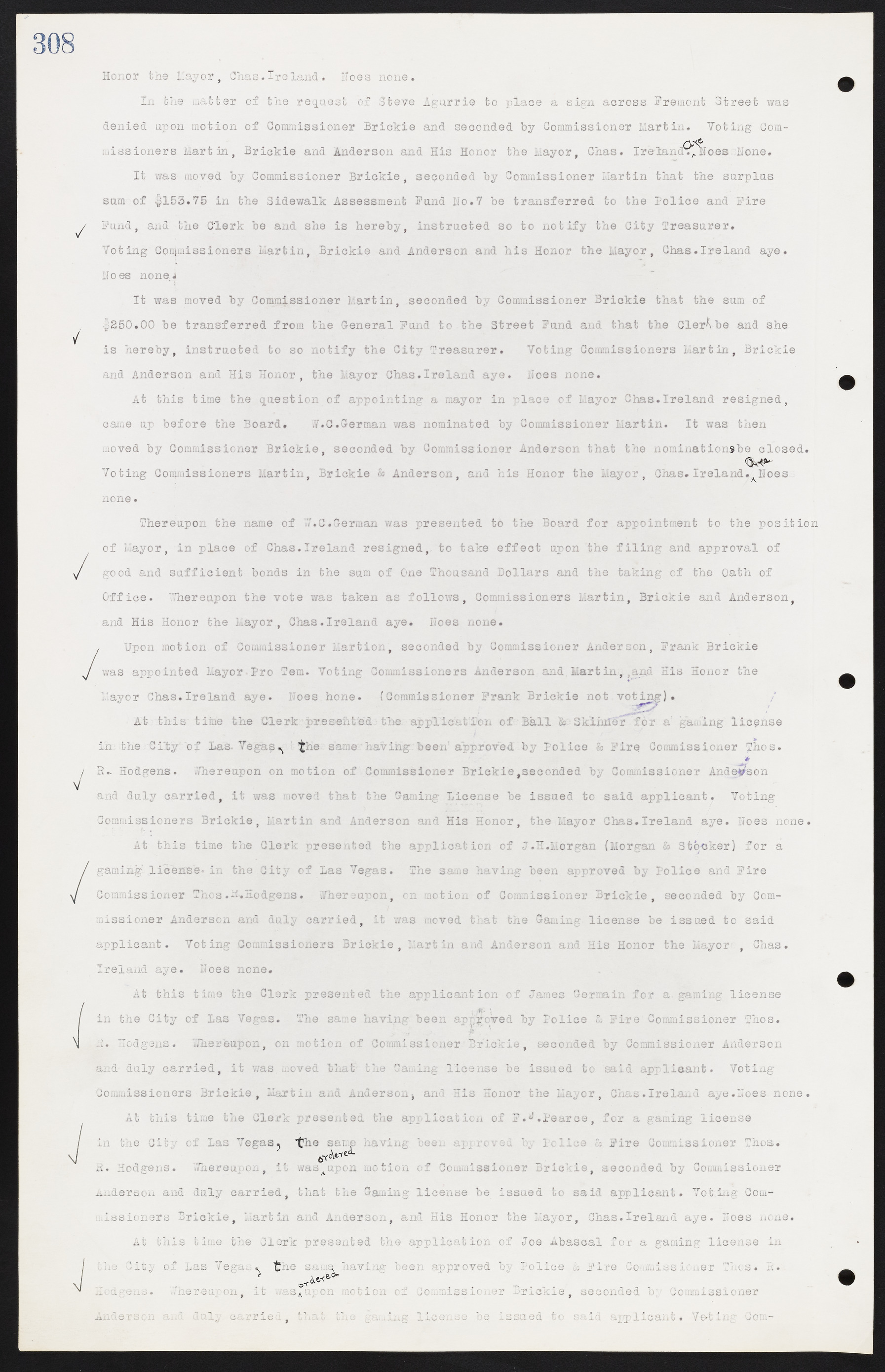 Las Vegas City Commission Minutes, June 22, 1911 to February 7, 1922, lvc000001-324