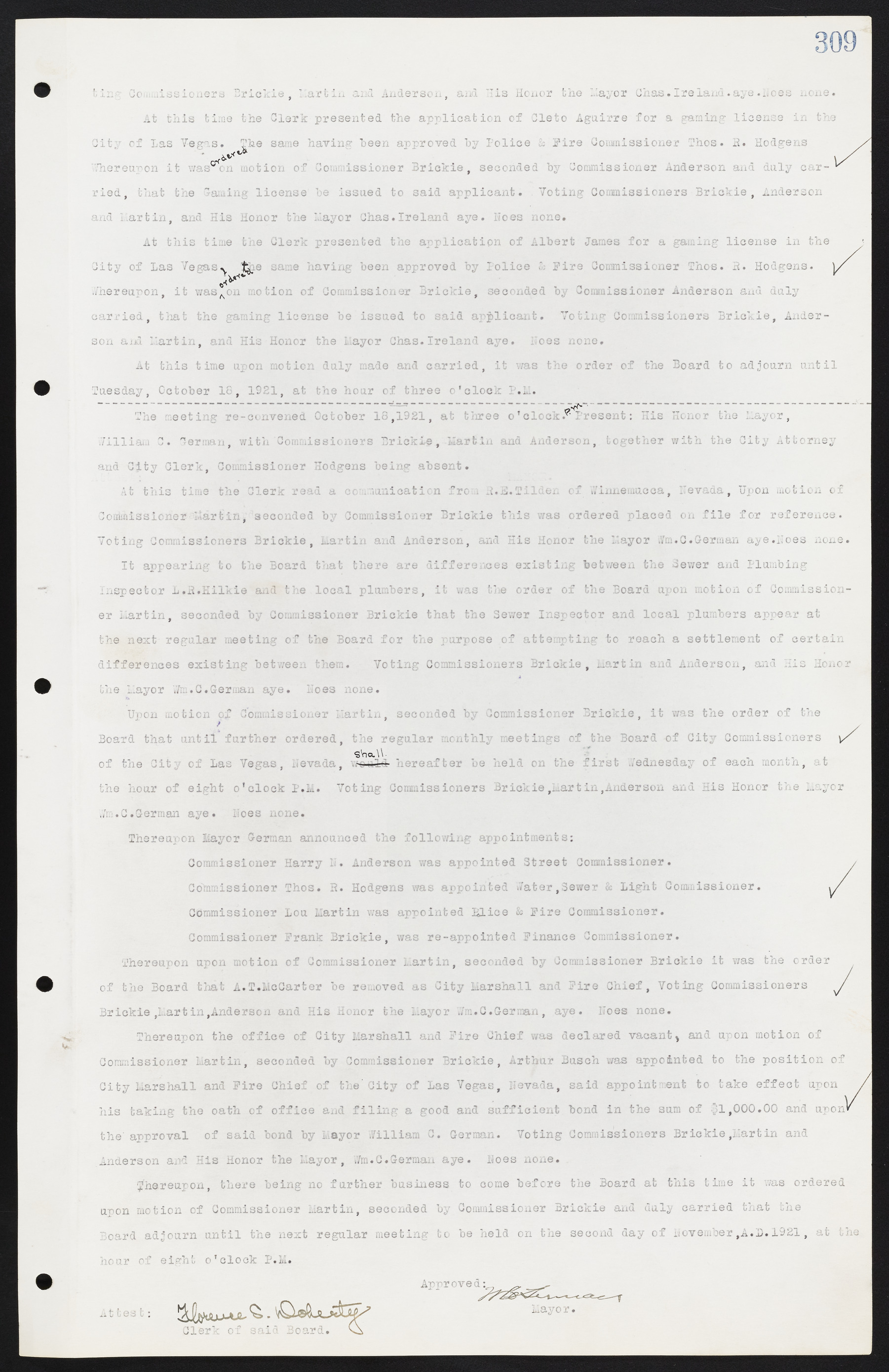 Las Vegas City Commission Minutes, June 22, 1911 to February 7, 1922, lvc000001-325
