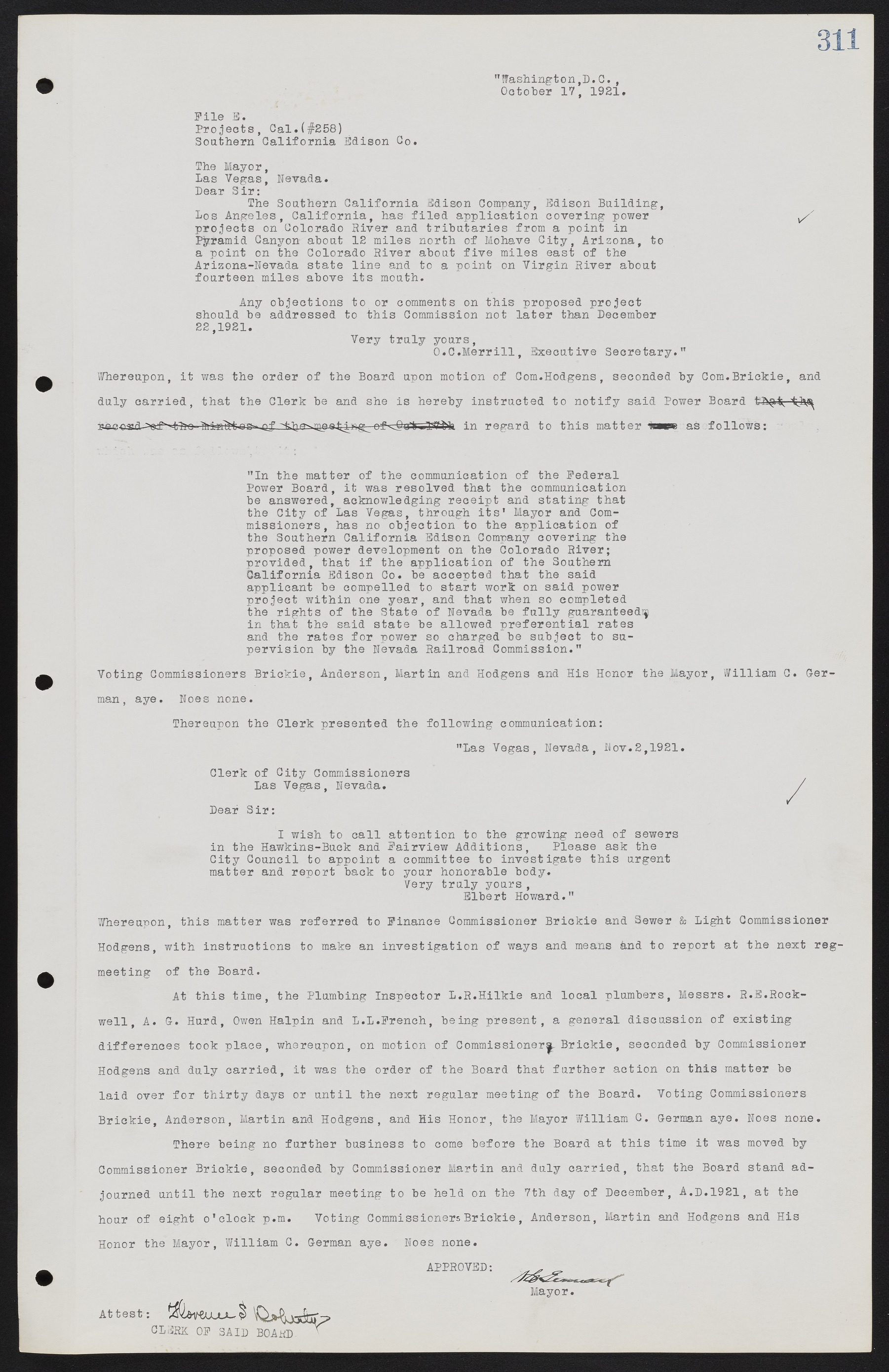 Las Vegas City Commission Minutes, June 22, 1911 to February 7, 1922, lvc000001-327