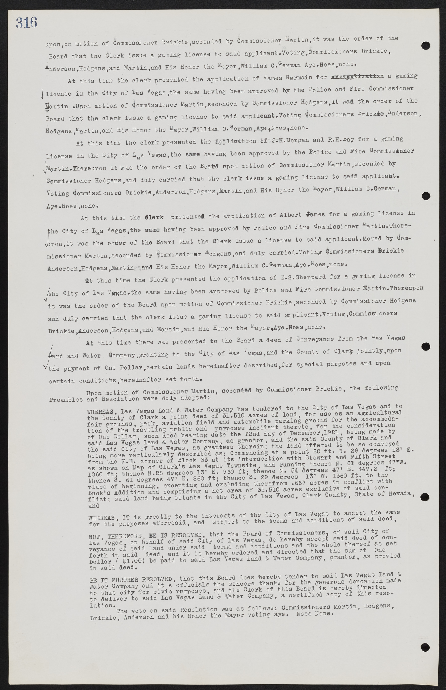Las Vegas City Commission Minutes, June 22, 1911 to February 7, 1922, lvc000001-332
