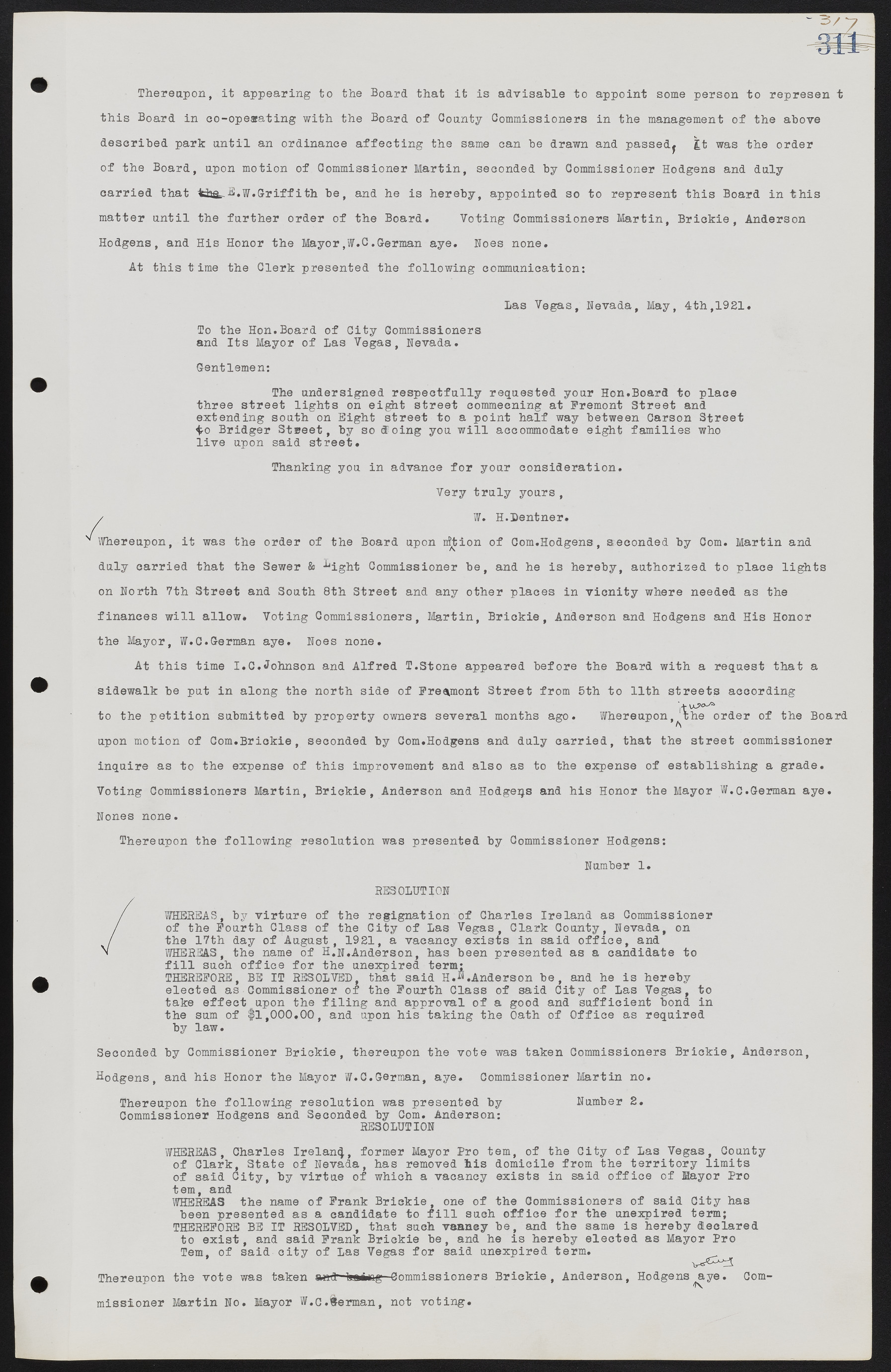 Las Vegas City Commission Minutes, June 22, 1911 to February 7, 1922, lvc000001-333