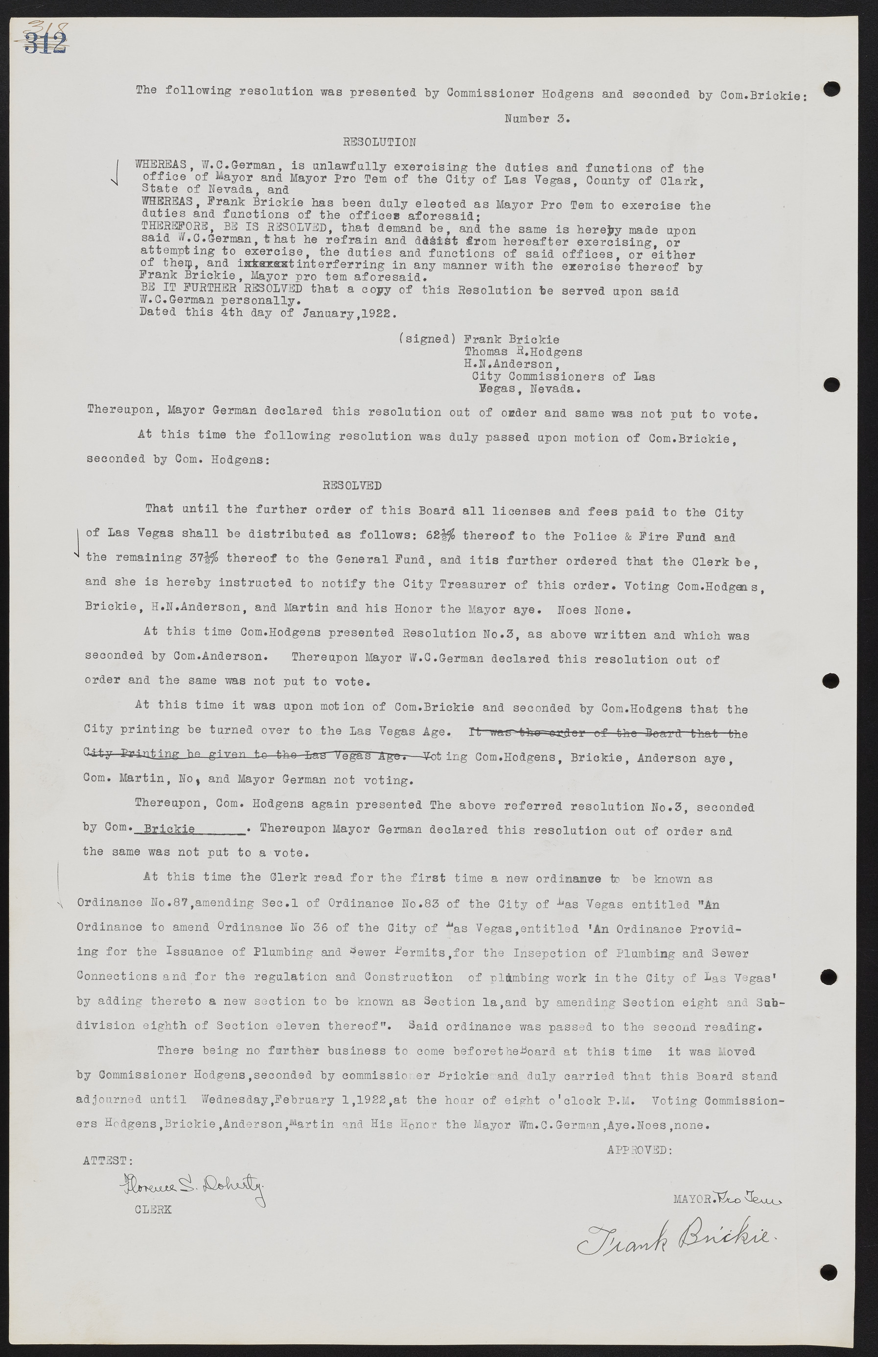 Las Vegas City Commission Minutes, June 22, 1911 to February 7, 1922, lvc000001-334