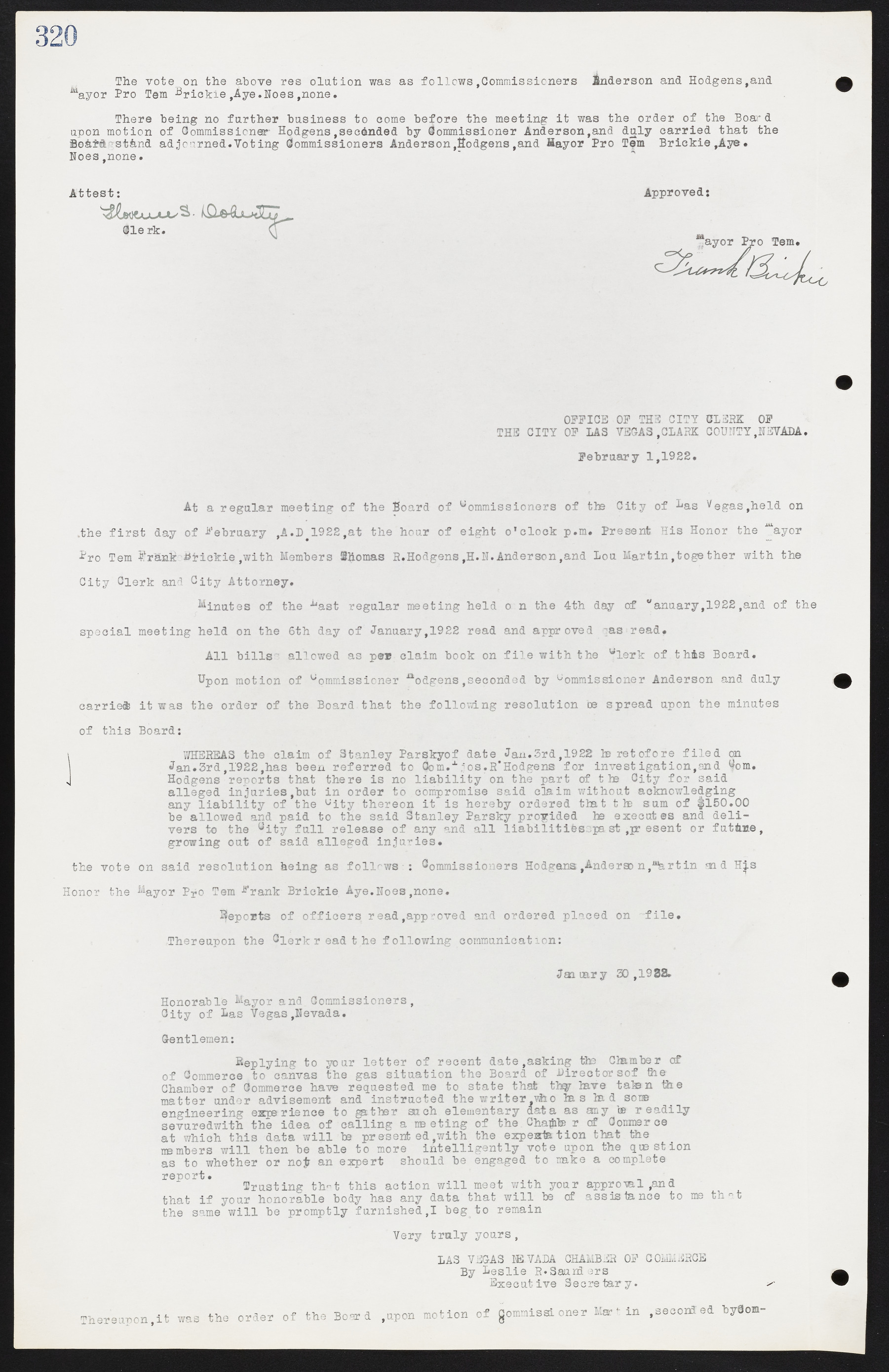 Las Vegas City Commission Minutes, June 22, 1911 to February 7, 1922, lvc000001-336