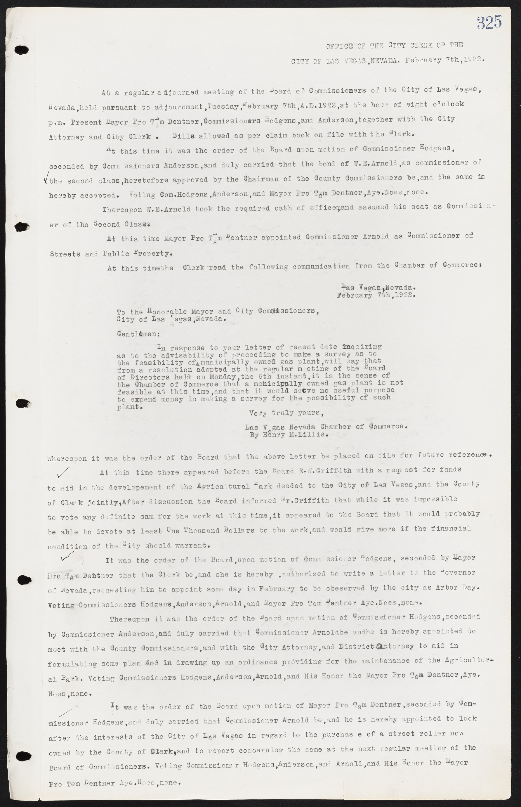 Las Vegas City Commission Minutes, June 22, 1911 to February 7, 1922, lvc000001-341