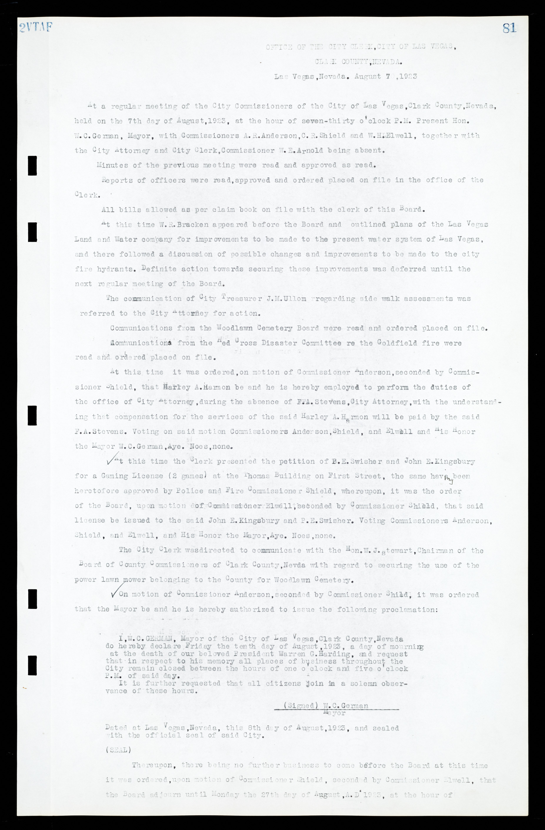 Las Vegas City Commission Minutes, March 1, 1922 to May 10, 1929, lvc000002-88