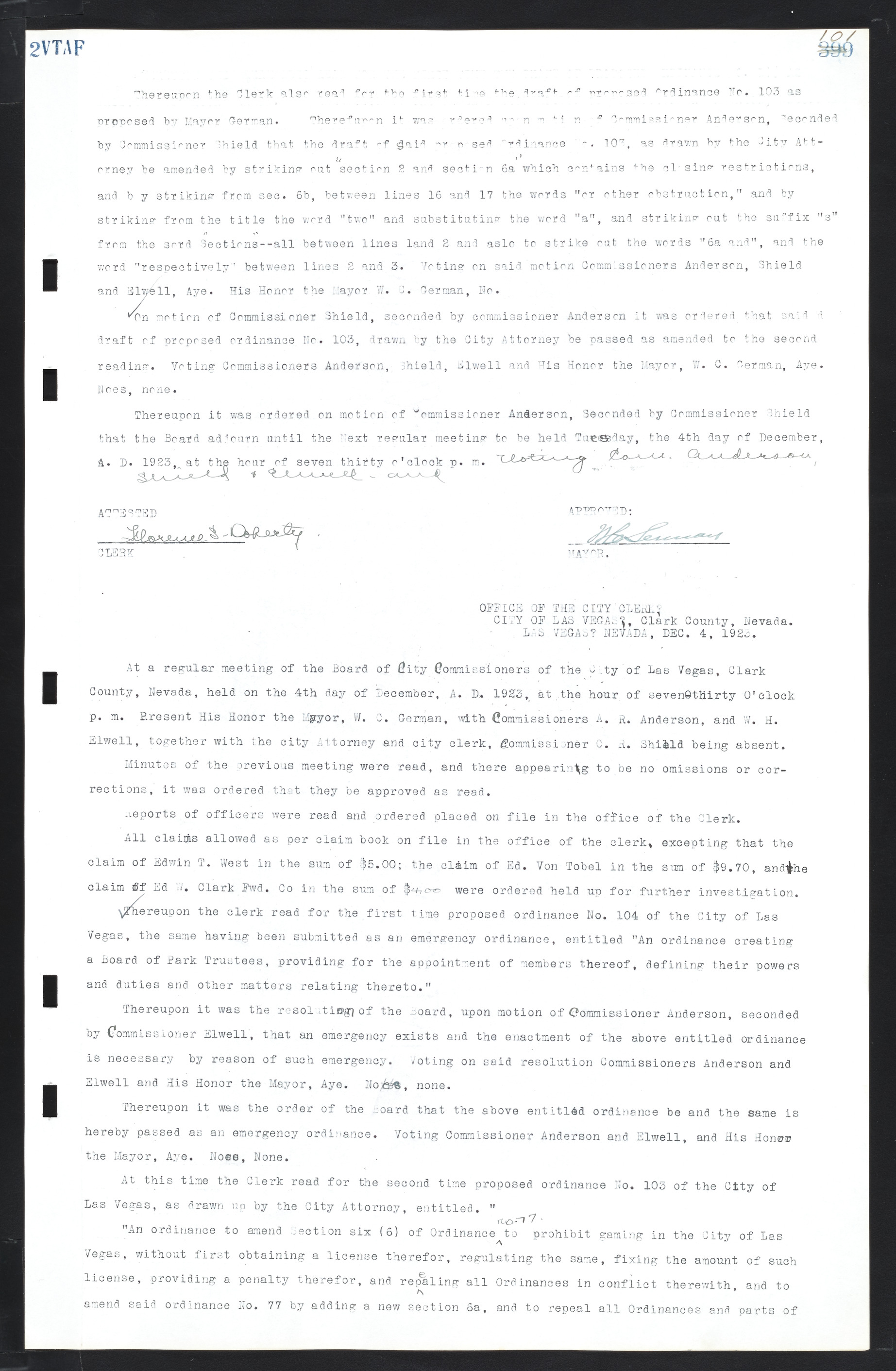 Las Vegas City Commission Minutes, March 1, 1922 to May 10, 1929, lvc000002-108