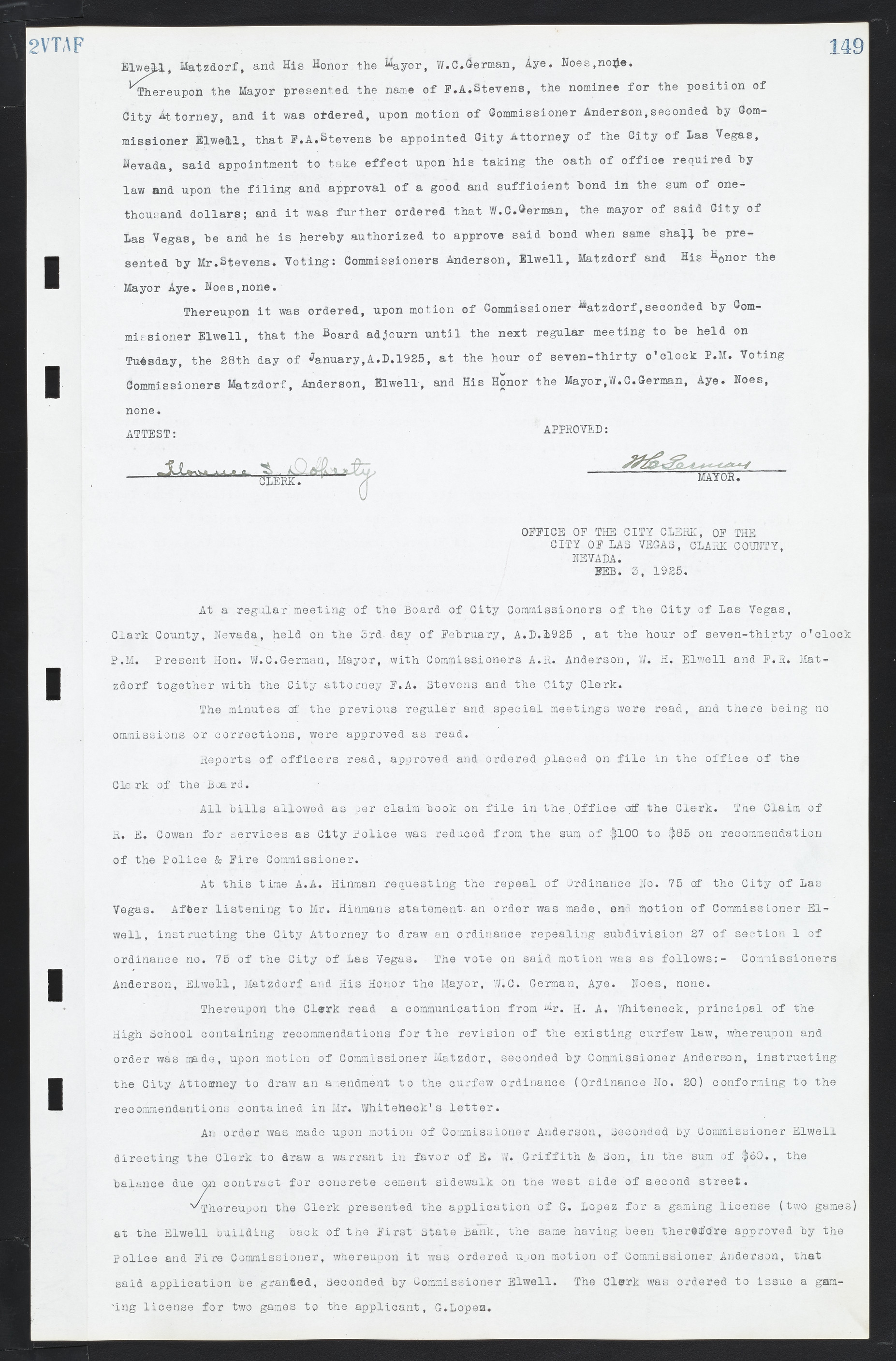 Las Vegas City Commission Minutes, March 1, 1922 to May 10, 1929, lvc000002-156