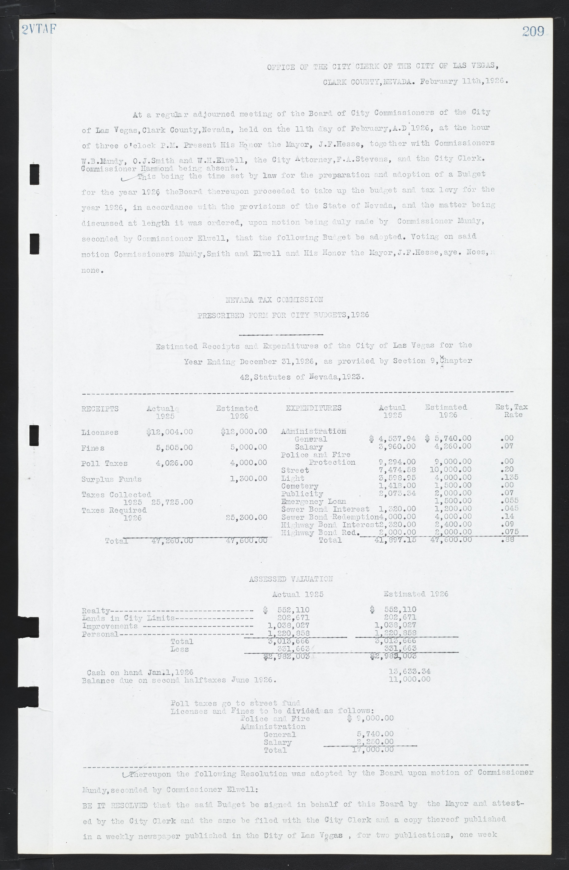 Las Vegas City Commission Minutes, March 1, 1922 to May 10, 1929, lvc000002-216