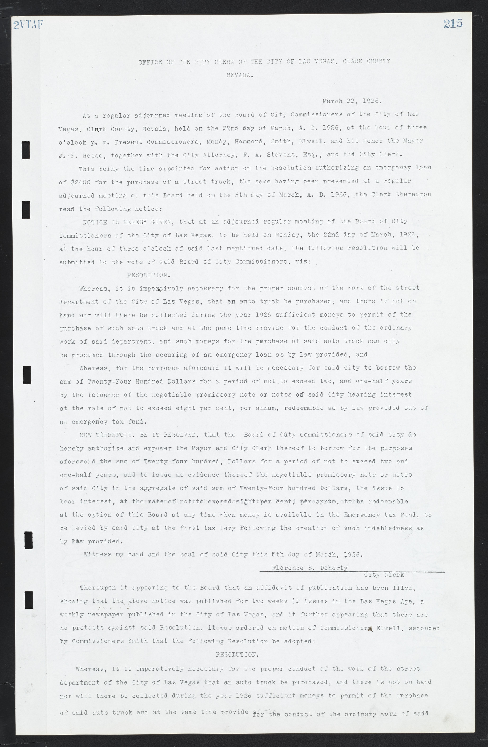 Las Vegas City Commission Minutes, March 1, 1922 to May 10, 1929, lvc000002-222