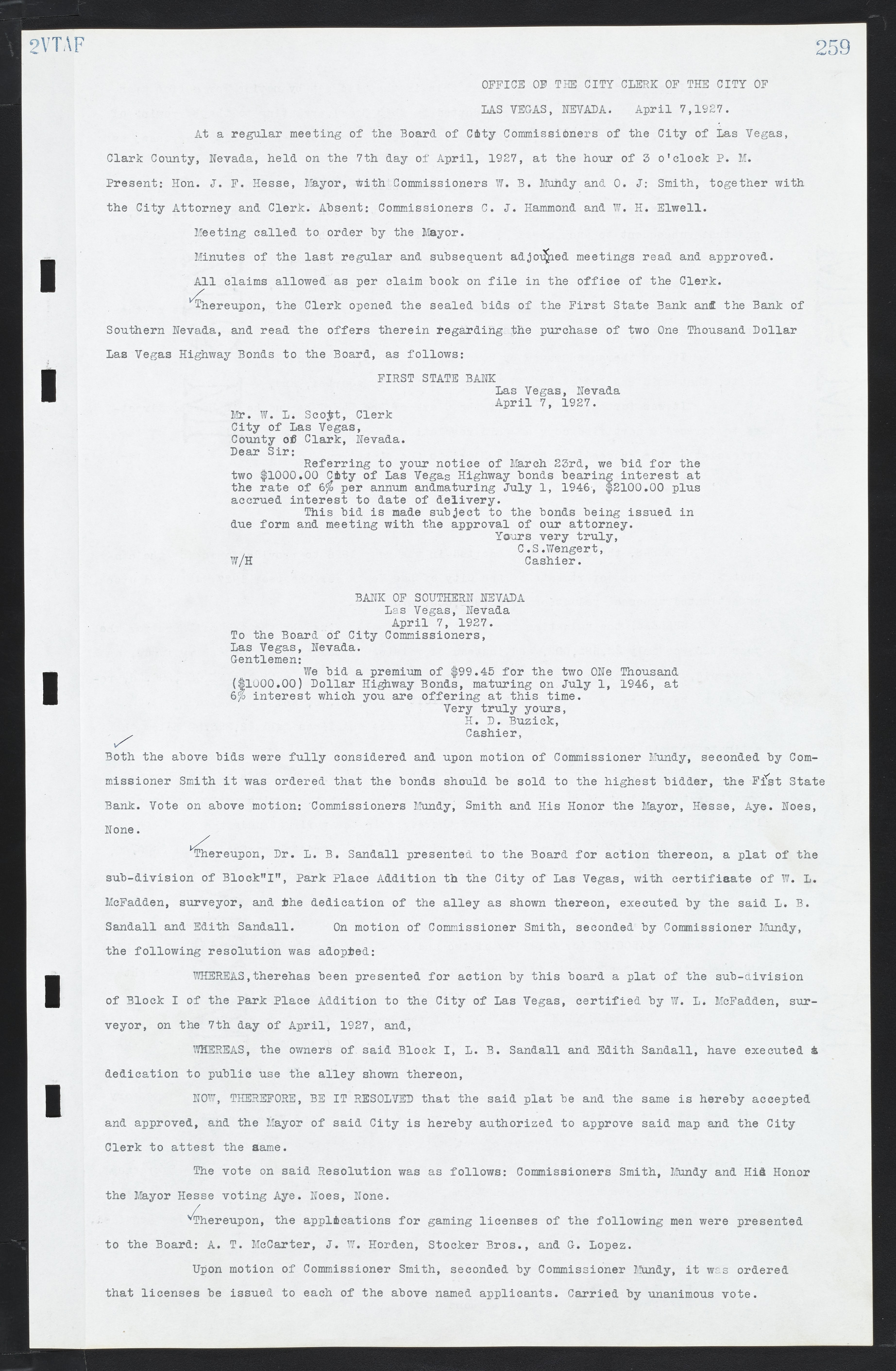 Las Vegas City Commission Minutes, March 1, 1922 to May 10, 1929, lvc000002-268