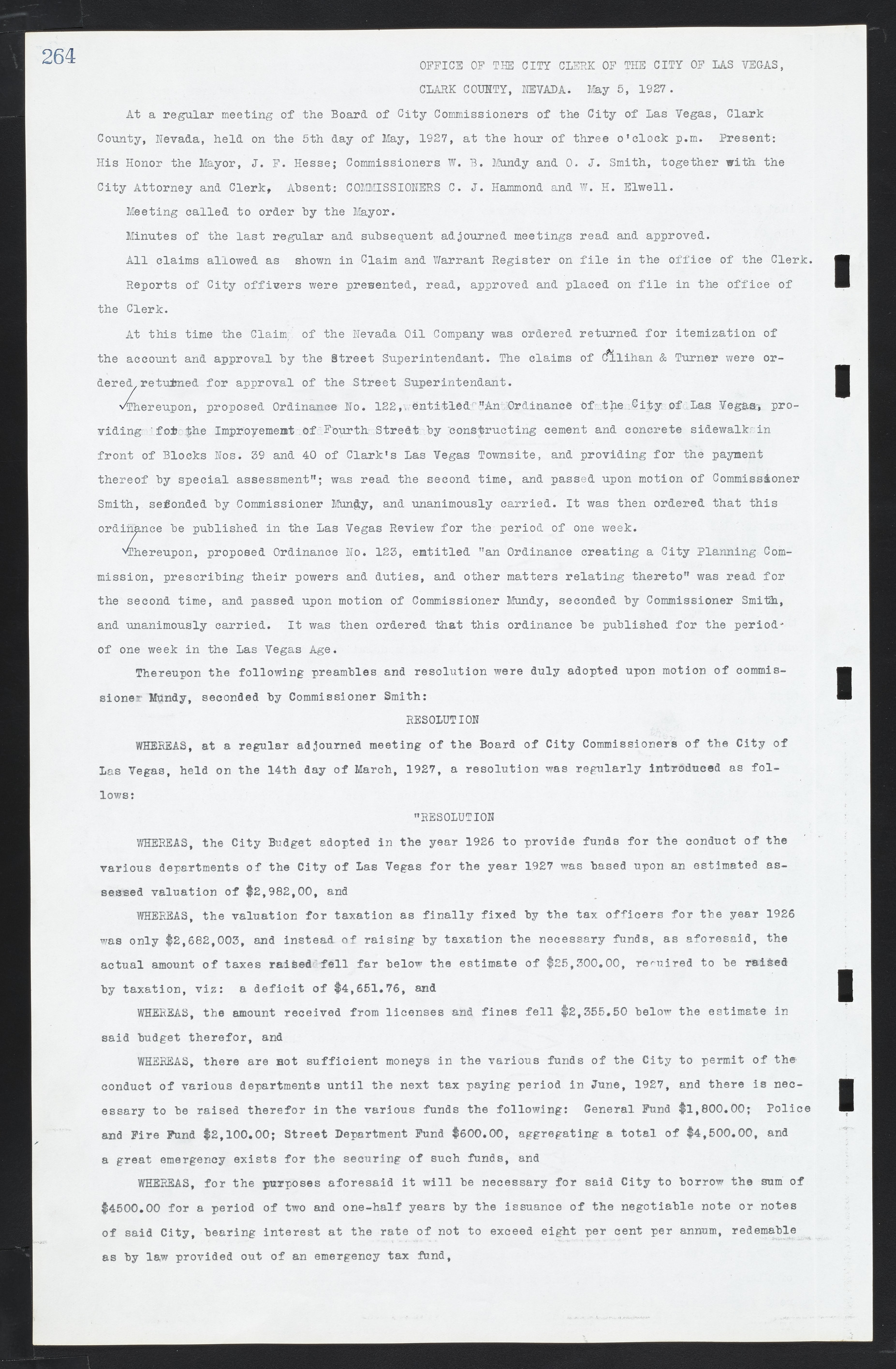 Las Vegas City Commission Minutes, March 1, 1922 to May 10, 1929, lvc000002-273