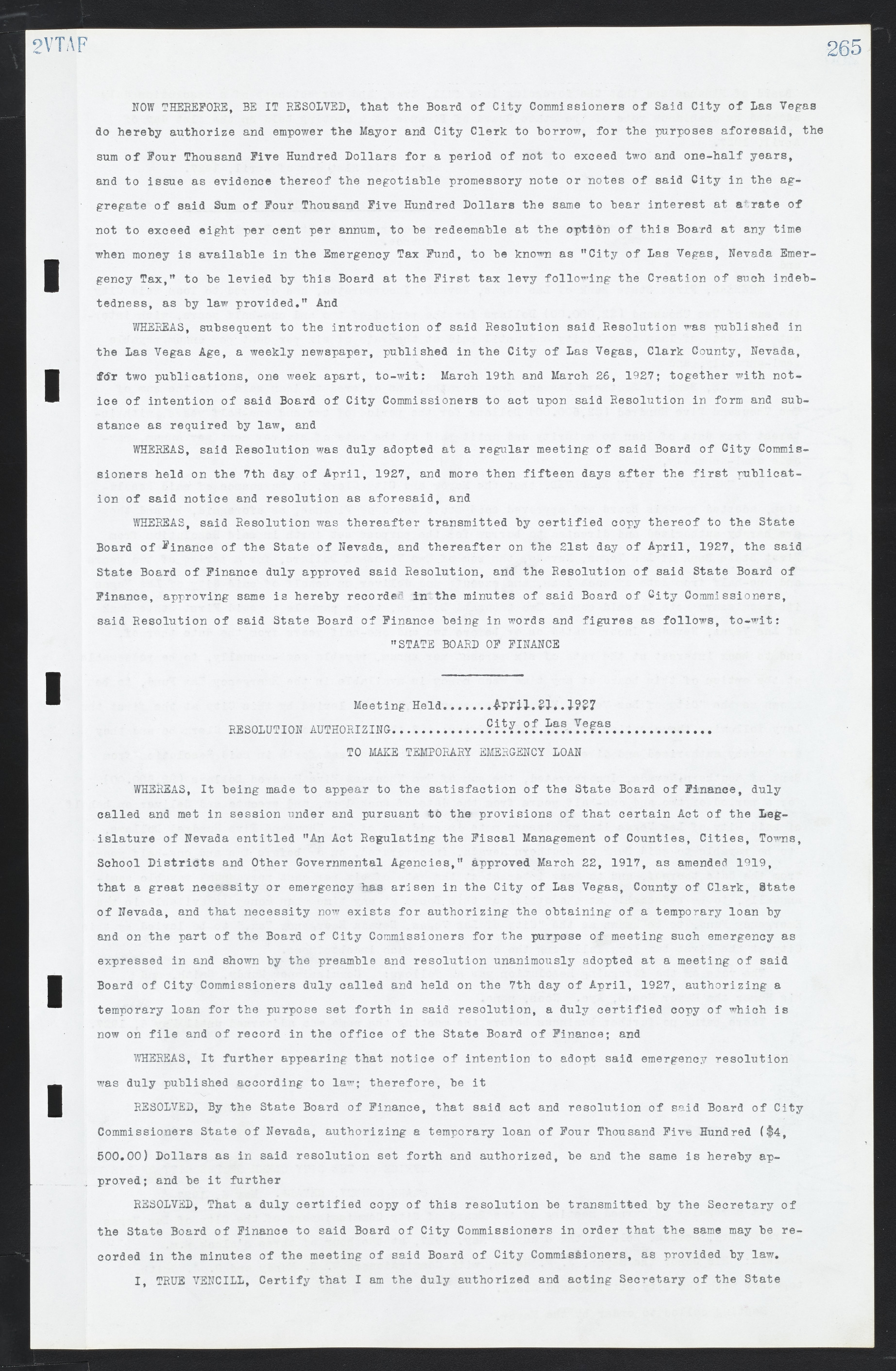 Las Vegas City Commission Minutes, March 1, 1922 to May 10, 1929, lvc000002-274
